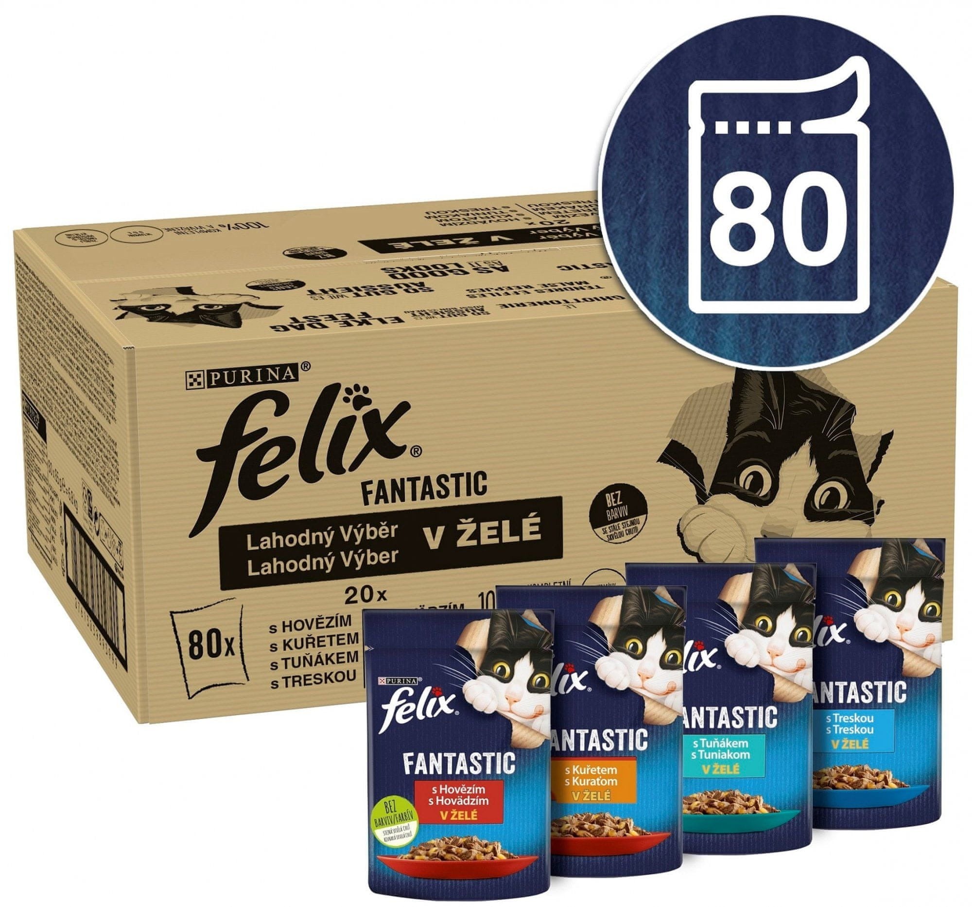 Felix Classic, in jelly and sauce, 80 x 85g fish mix