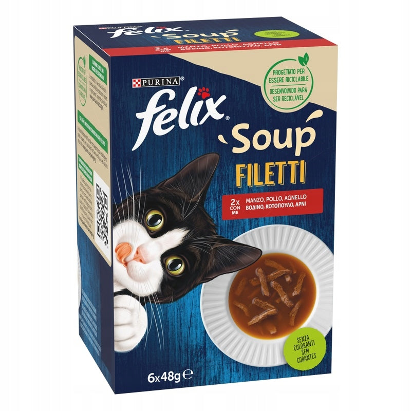 Felix Soup Filetti cat soup delicacy with FILLETS mix RURAL 6x48g