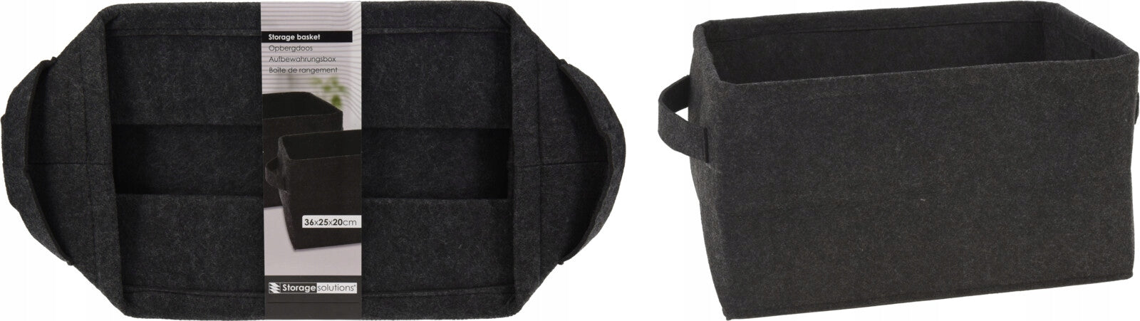 Felt Basket Box Container Wardrobe Organizer Graphite 36x25x20 cm