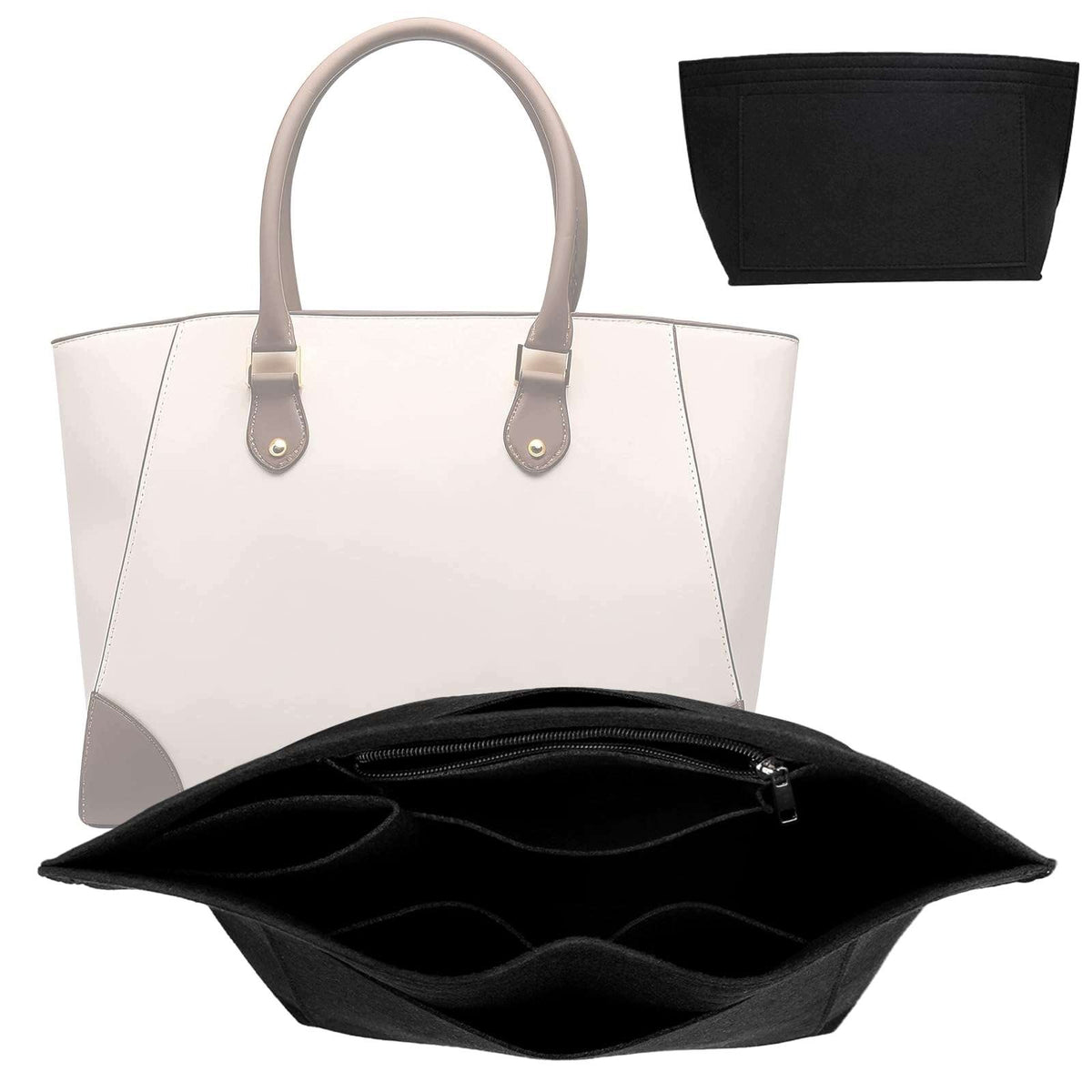 Felt bag organizer black size M 39 x 20 cm