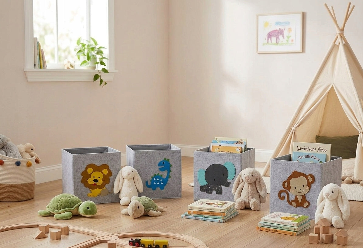 Felt container for children's toys 29x29x29 basket different animals MIX Manufacturer code 584730