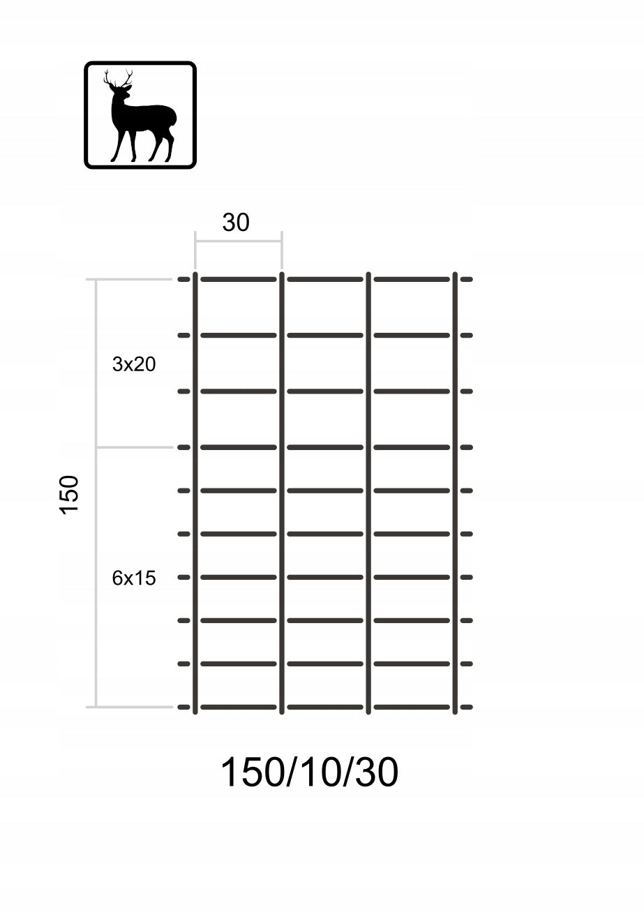 Fence NET FOREST L 150/10/30 + skoble 25m Color silver