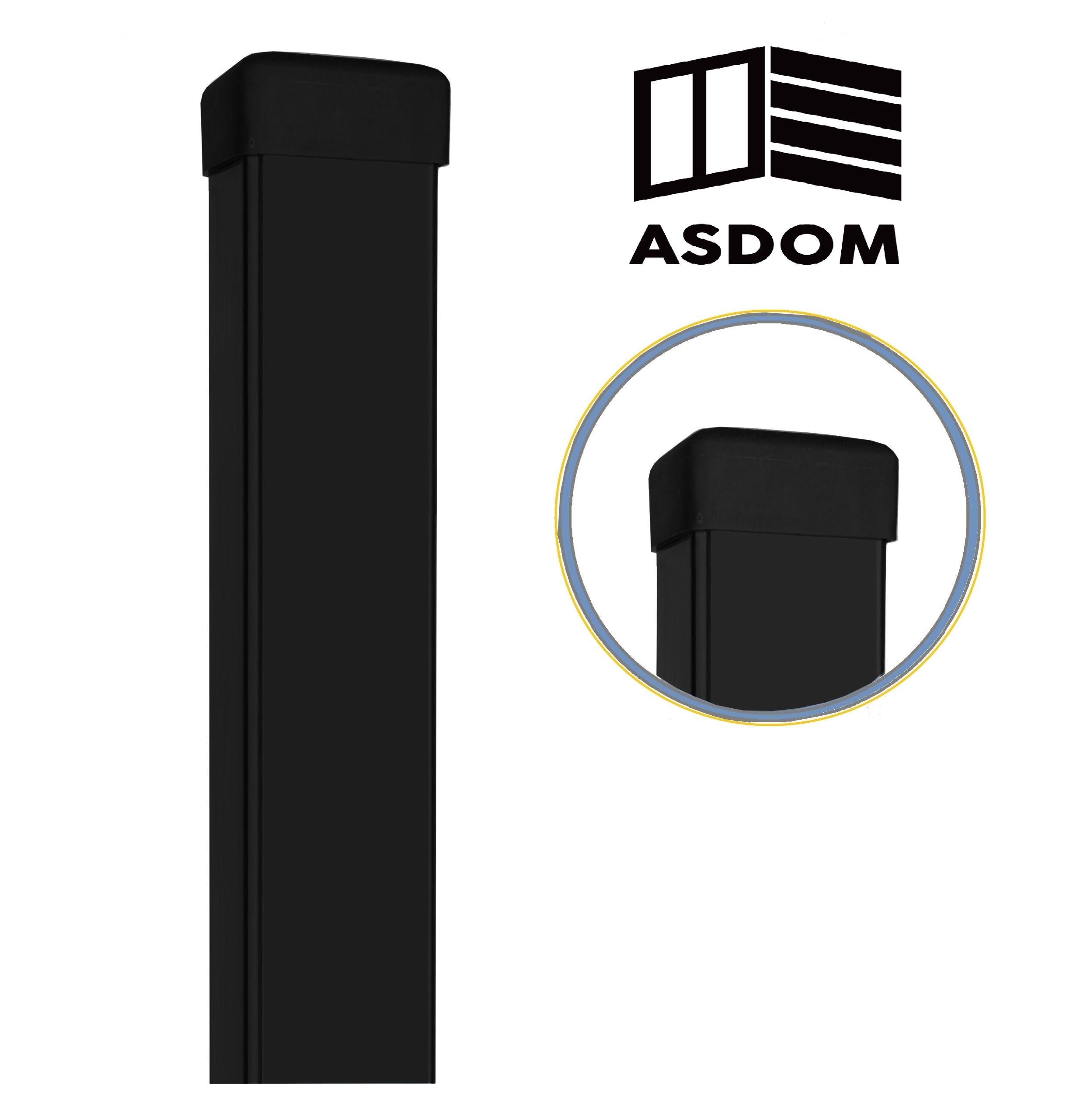 Fence Post H-200 Black RAL9005 Fi1,2 ASDOM