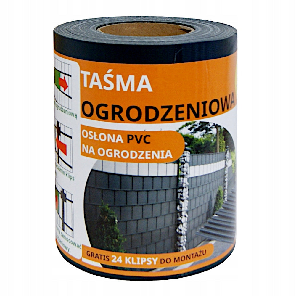 Fence Tape Fence Cover +UV 24 Clips 19cmx35m Graphite EAN (GTIN) 5904224308674