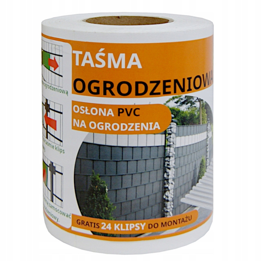 Fence Tape Fence Cover +UV 24 Clips 19cmx35m Graphite Length 35 m