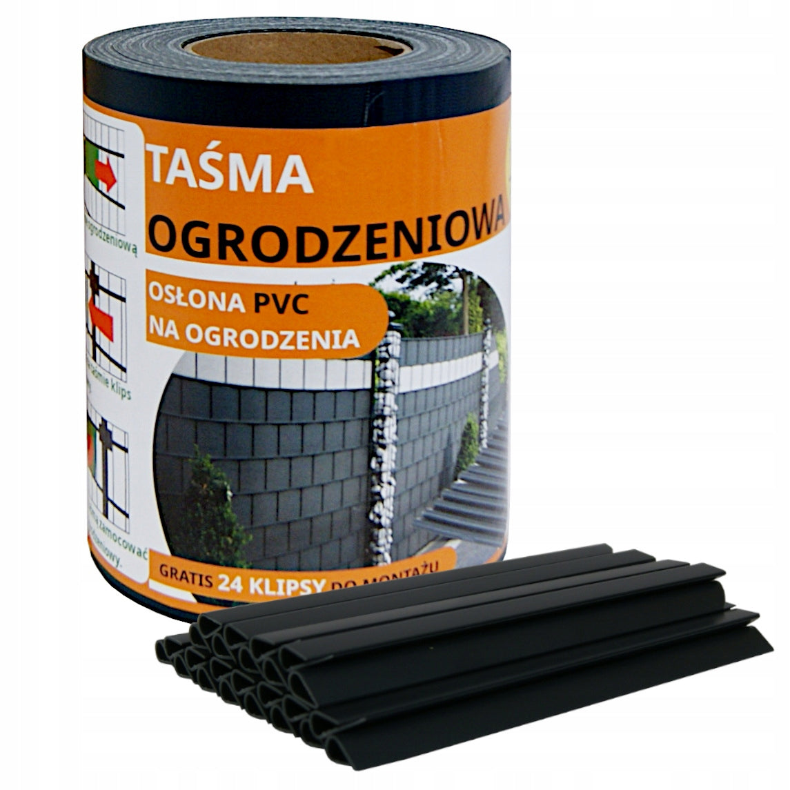 Fence Tape Fence Cover +UV 24 Clips 19cmx35m Graphite Manufacturer Ekspand