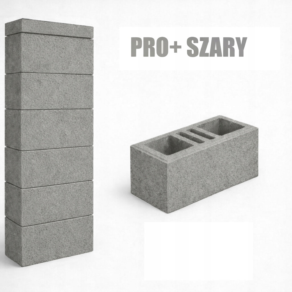 Fence blocks 50x20x20 PRO+ GREY Hollow Fence Wall Post Element width 20 cm