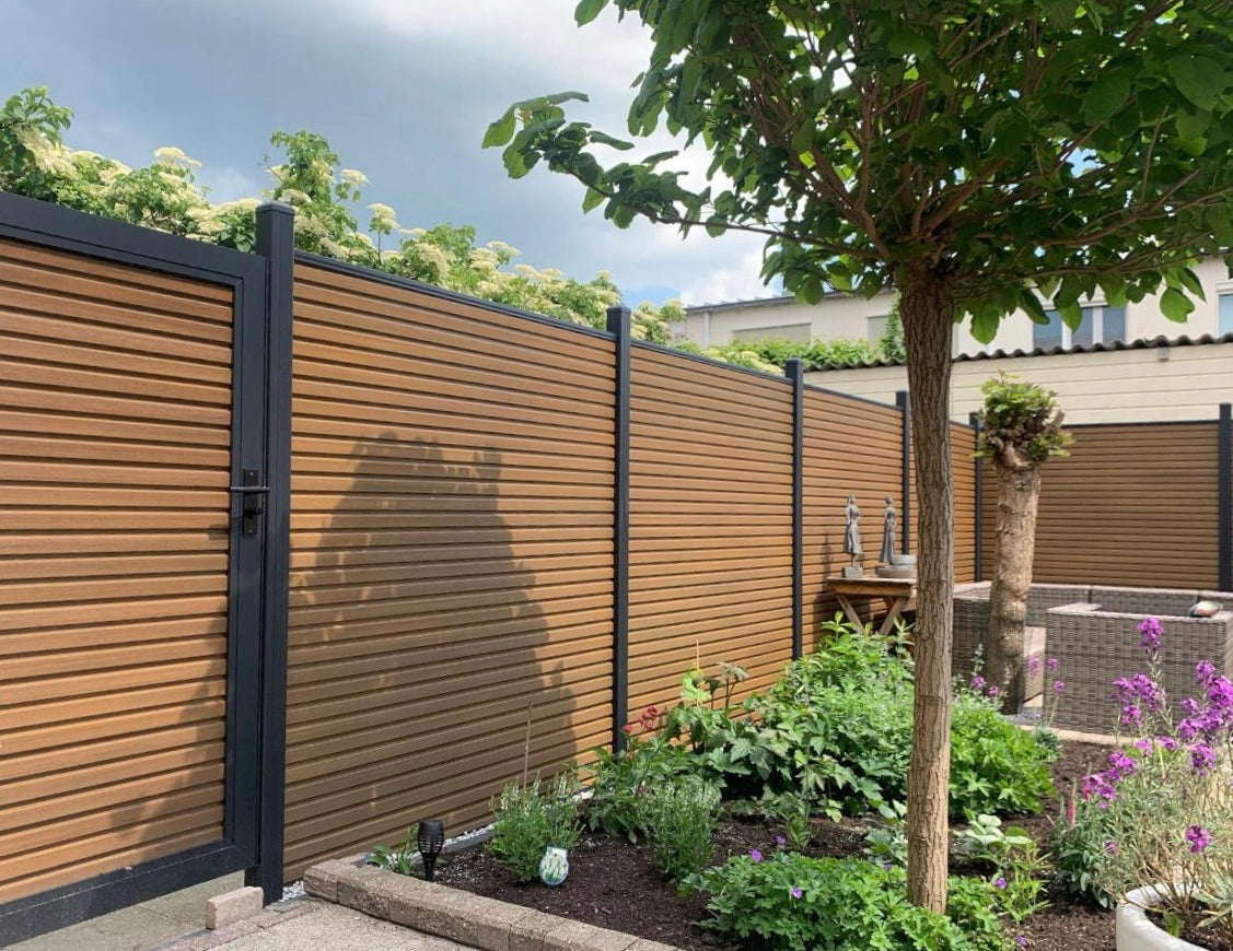 Fence span LAMELOWE180x180 Composite panel fence assembly from hand