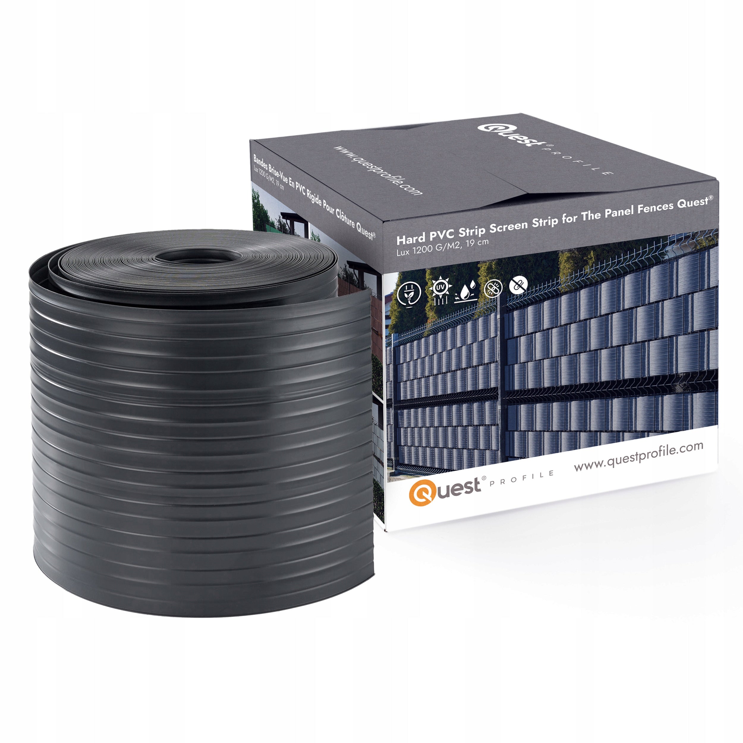 Fence tape, fence cover STRONG 900 g/m2, anthracite, 26m