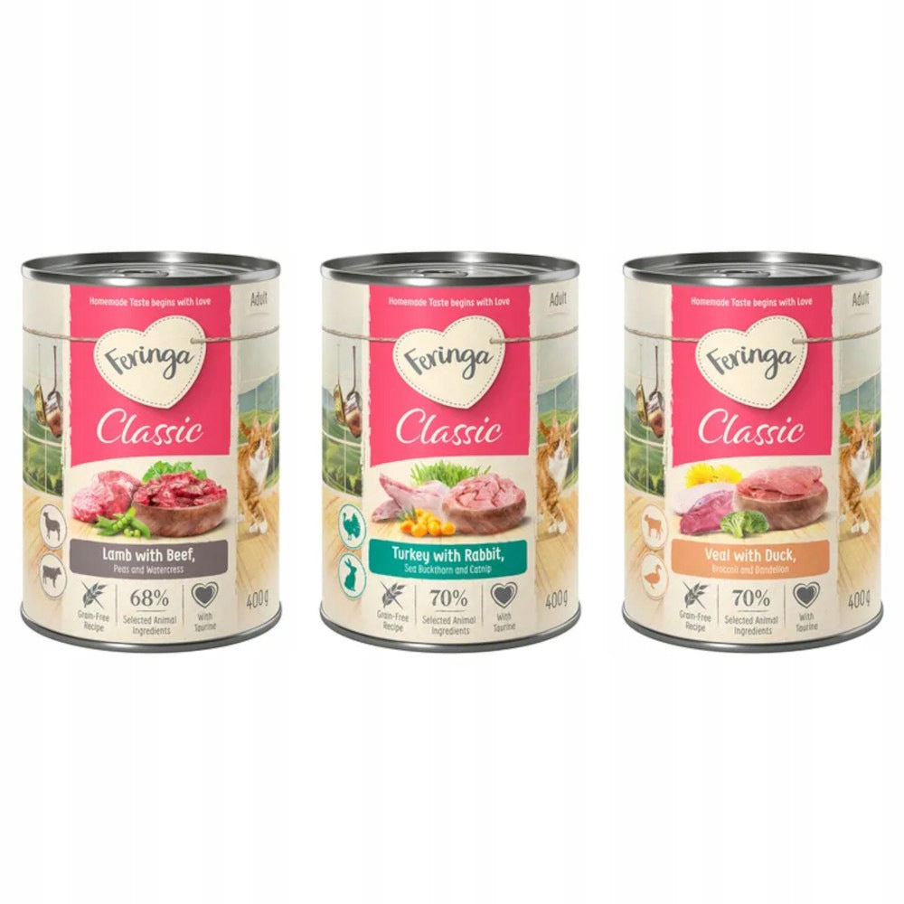 Feringa classic12x400g mix nr2 for cat rabbit-turkey duck-bodie. beef