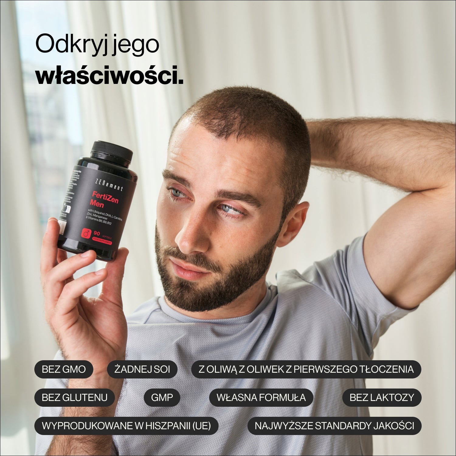 FertiZen Men & Ubiquinol, DHA, L-Carnitina, Zinc, Magnesium, B6 90 Softgels Packaging status original