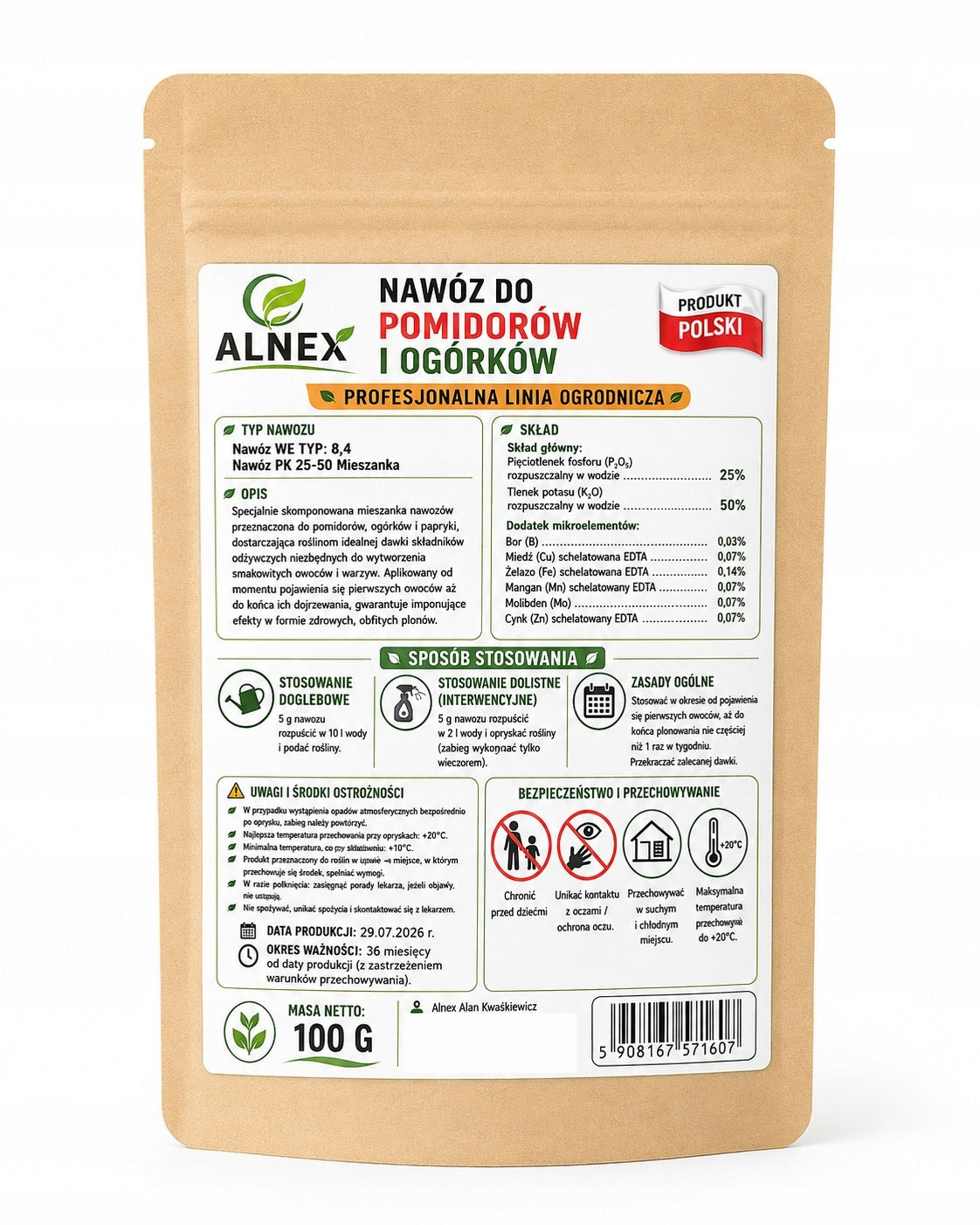 Fertilizer for Tomatoes and Cucumbers Professional Tasty Fruit and Vegetables Alnex Packaging status original