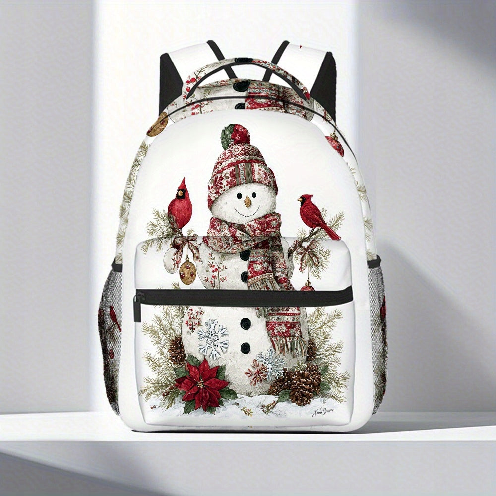 Festive Snowman Cheer Backpack - Stylish, Large Capacity for Daily Travel