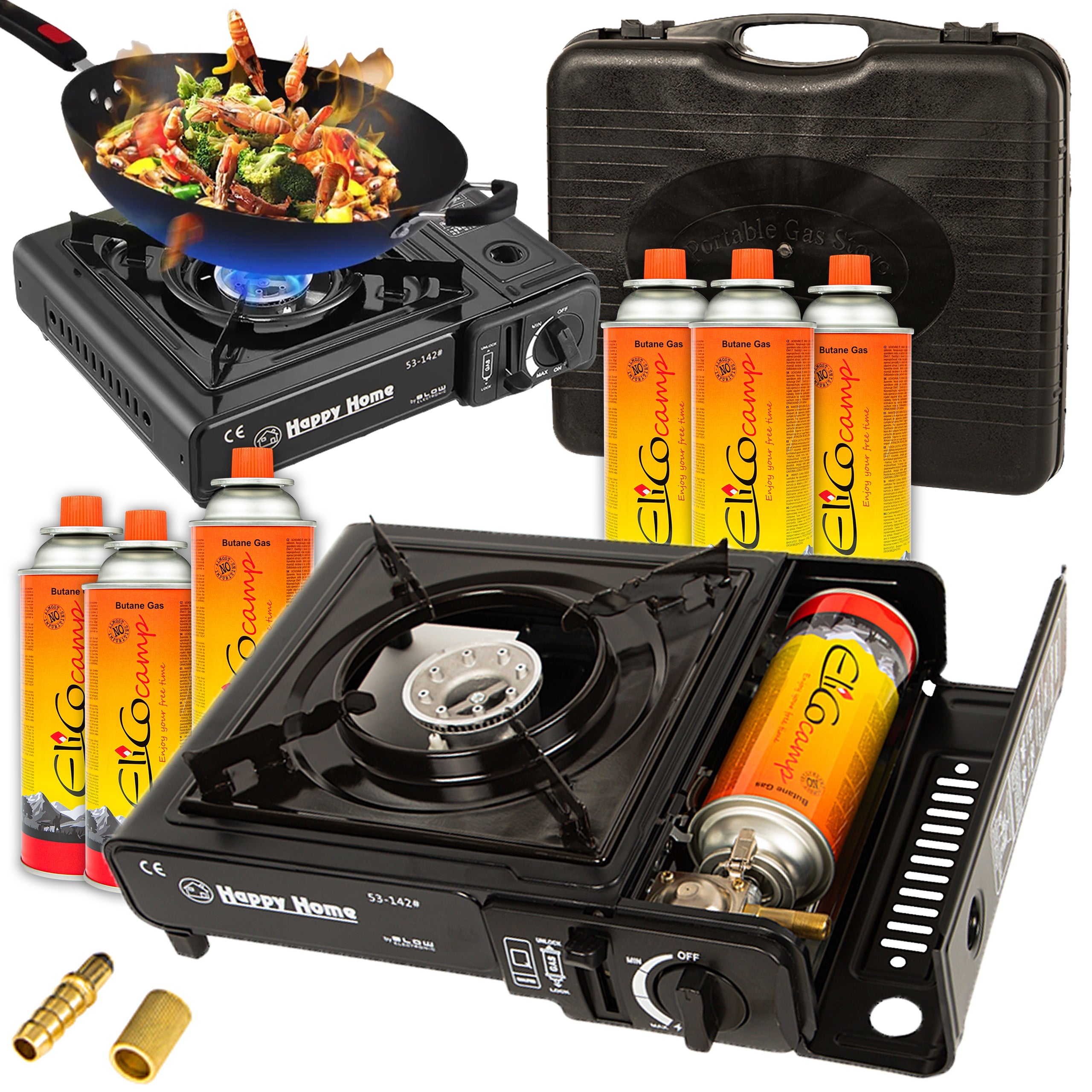 Field GAS COOKER + 6x CARTRIDGES camping outdoor