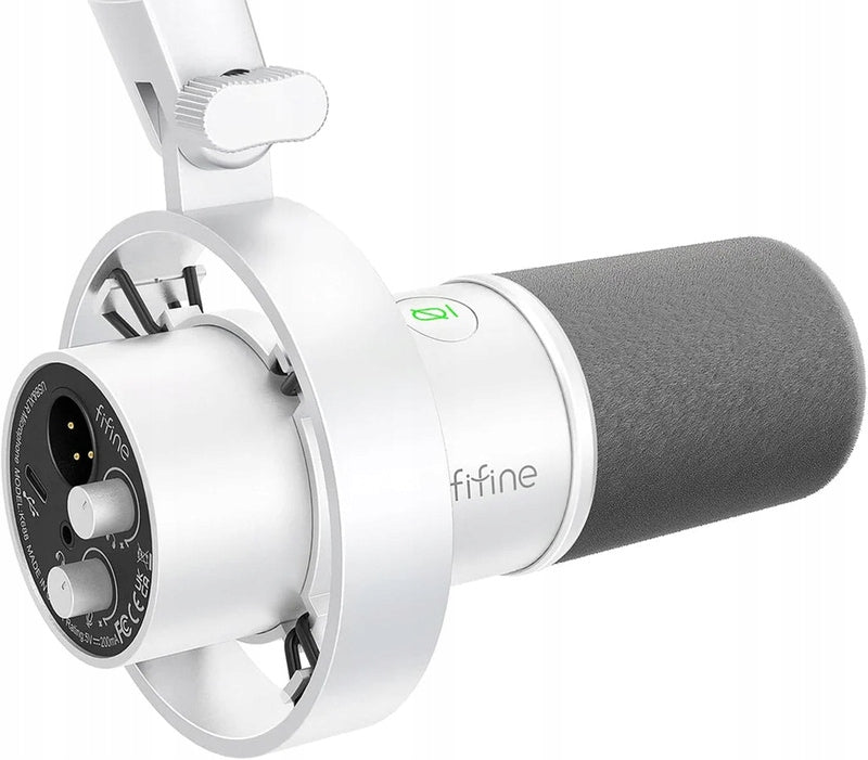 Fifine K688W Dynamic Studio Streaming Microphone USB/XLR Basket White Packaging status original