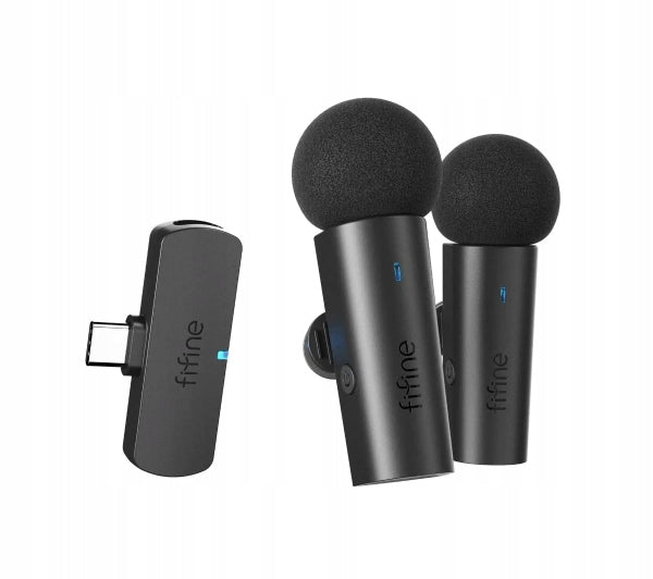 Fifine M8 Wireless Capacitive Microphone Black for Phone Packaging status original