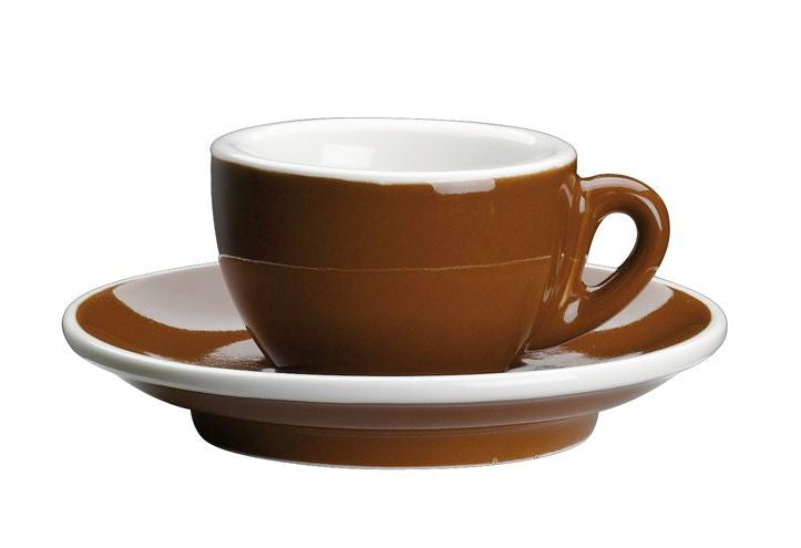 Cilio puodelis kavai su lėkštute, 100 ml, rudas