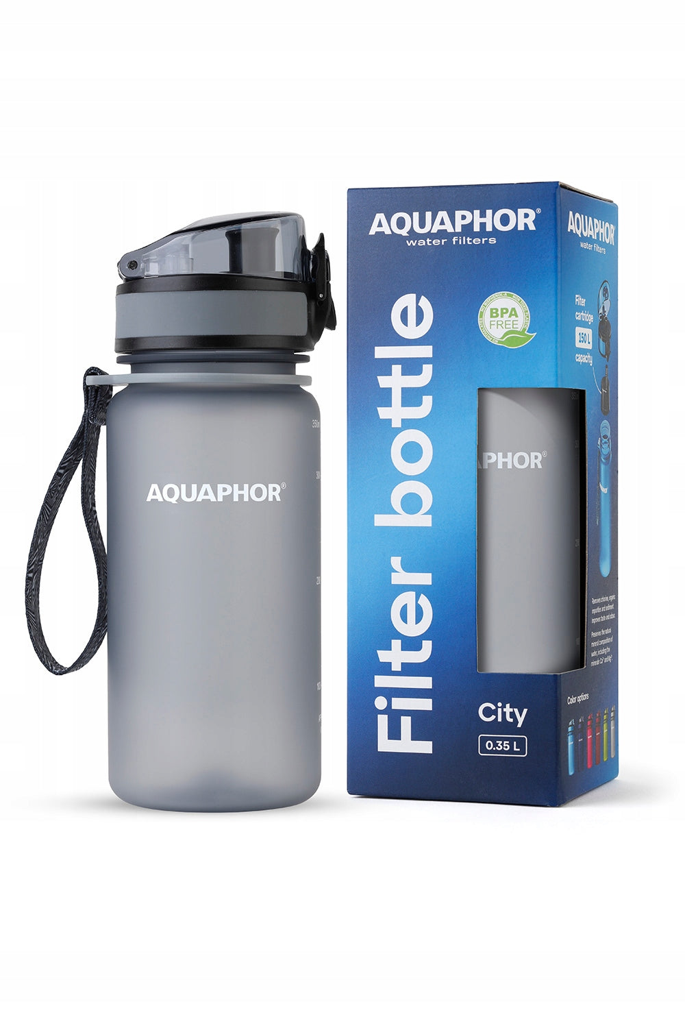 Filter Bottle AQUAPHOR CITY 350 ml + 3 Filters for Drinking Water Grey Brand Aquaphor