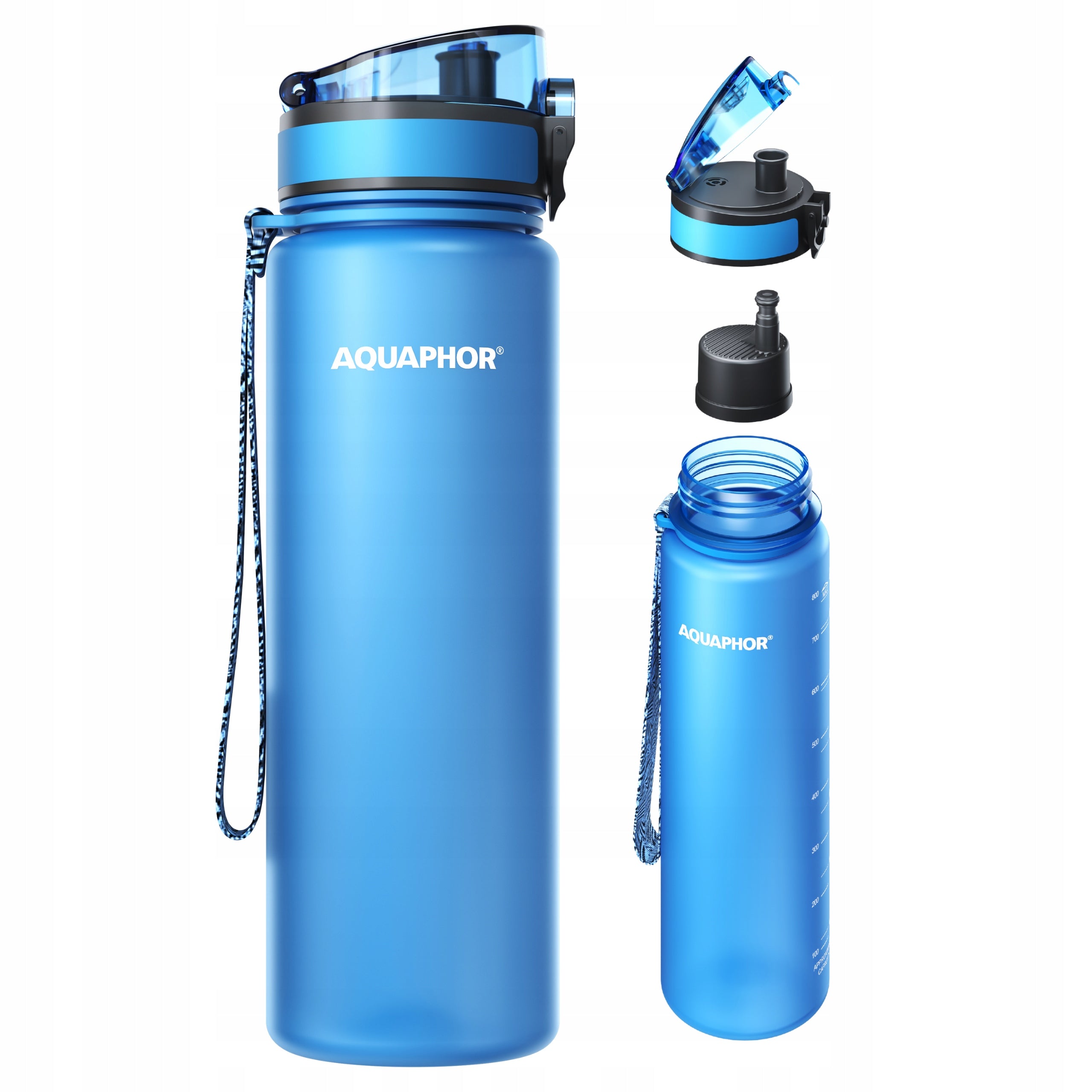 Filter Bottle AQUAPHOR CITY 800 ml Blue + 3 Cartridges Brand Aquaphor