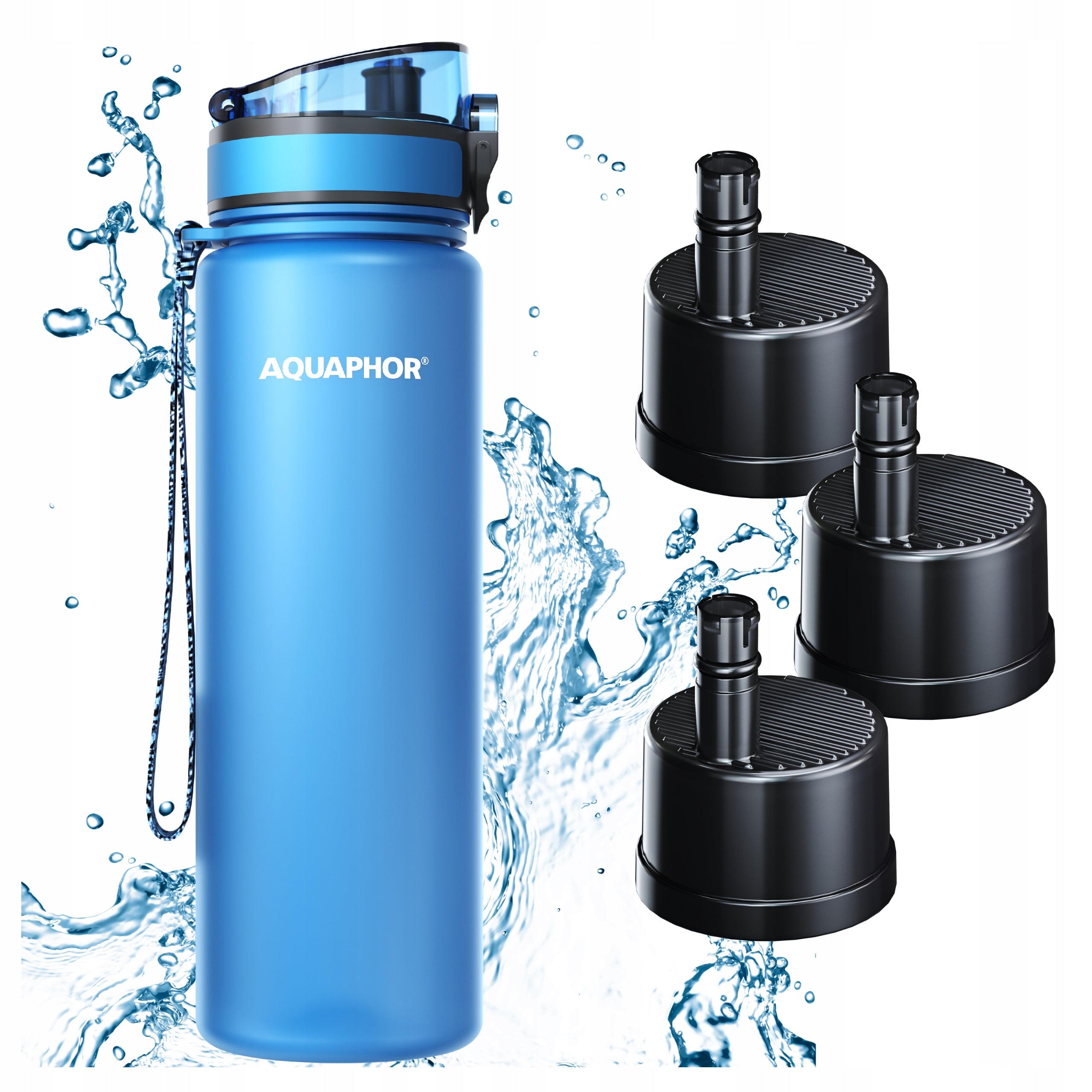 Filter Bottle AQUAPHOR CITY 800 ml Blue + 3 Cartridges