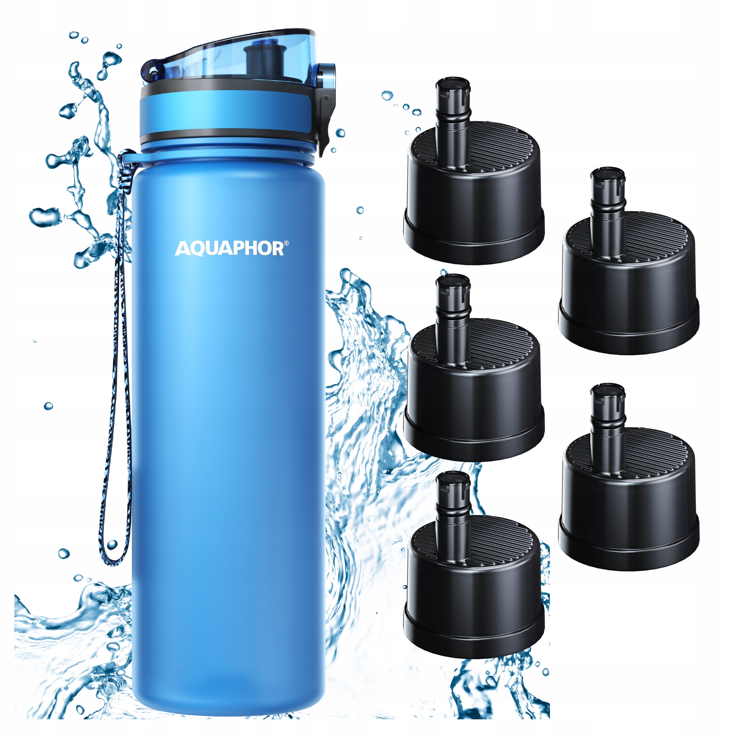 Filter Bottle AQUAPHOR CITY 800 ml Blue + 5 Refills