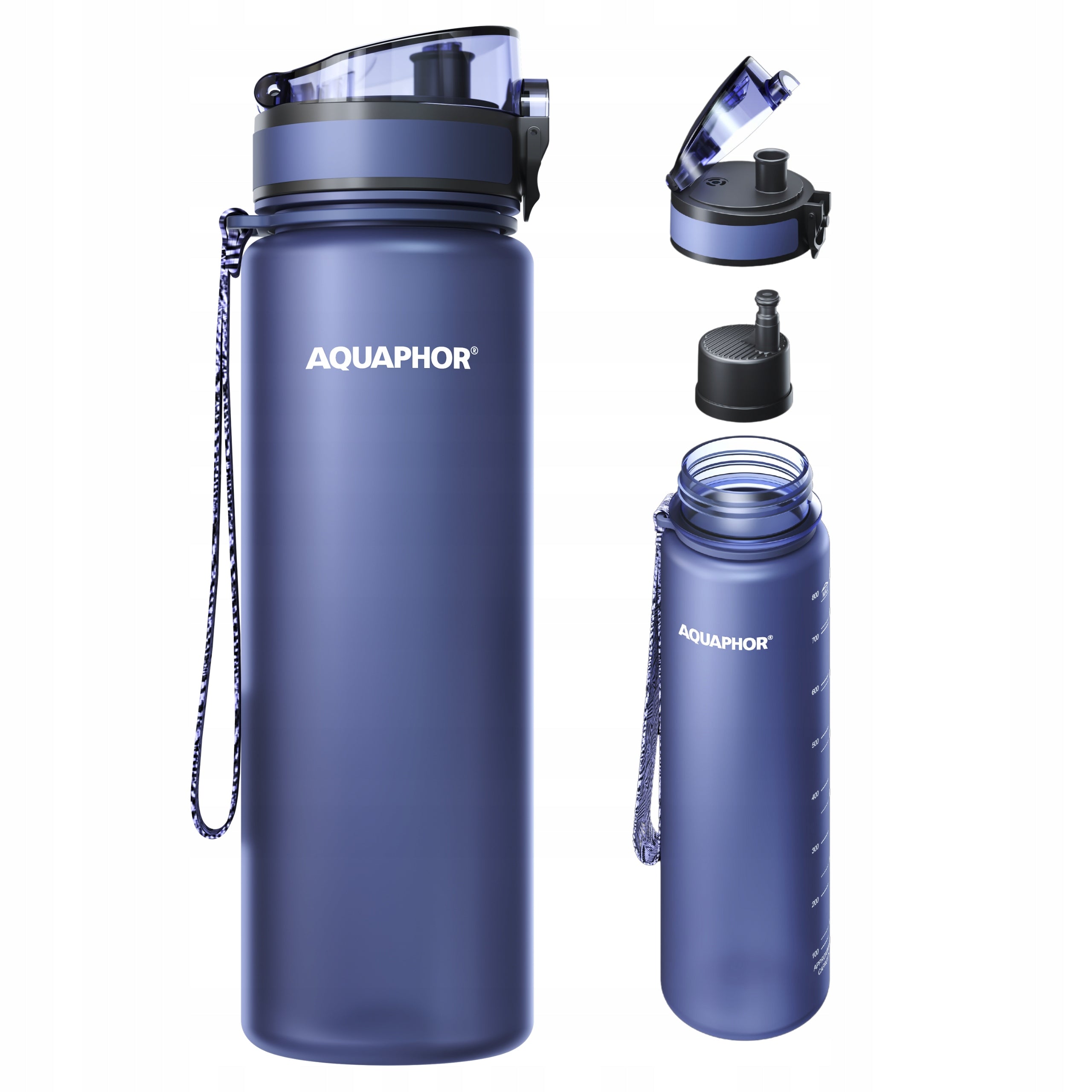 Filter Bottle AQUAPHOR CITY 800 ml Navy Blue + 3 Refills Brand Aquaphor