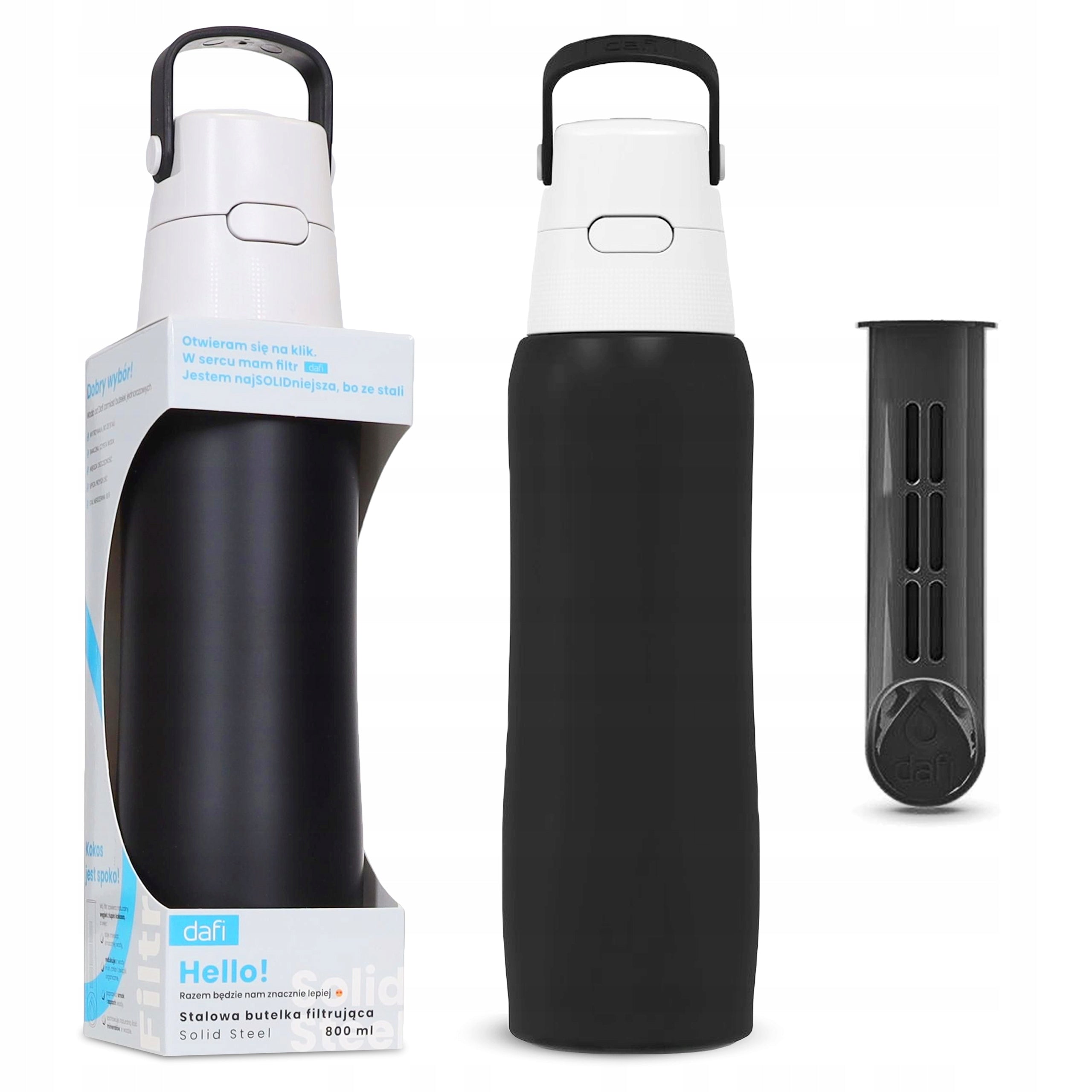 Filter Bottle Dafi Steel SOLID Steel Black 800 ml Reusable