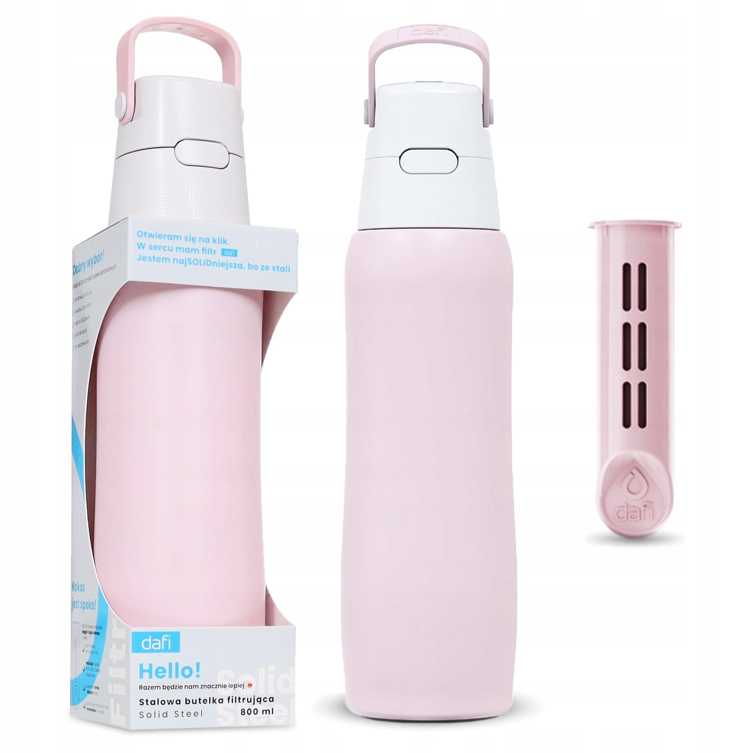Filter Bottle Dafi Steel SOLID Steel Rose 800 ml Reusable