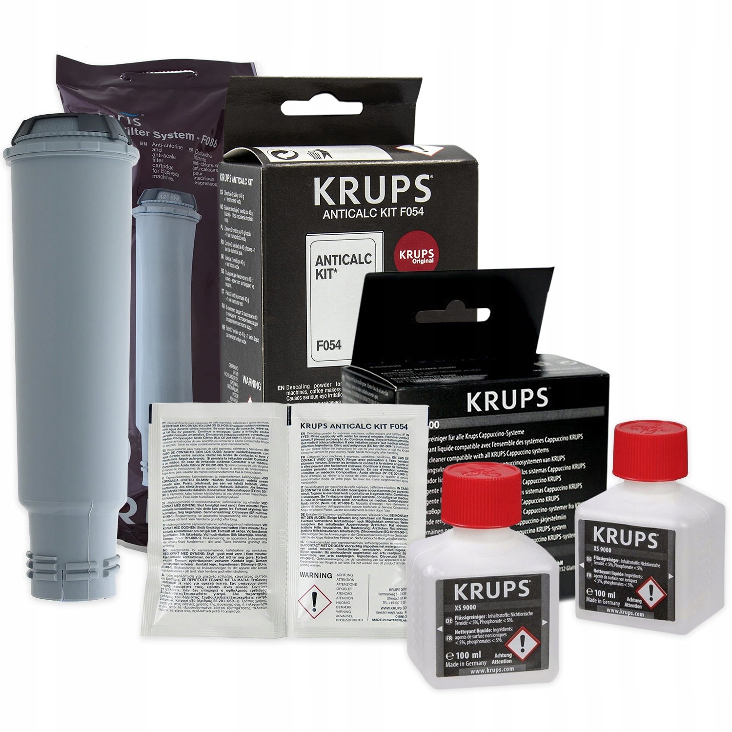 Filter F08801 For Krups Express + Descaler F054 + Liquid XS9000 (original)