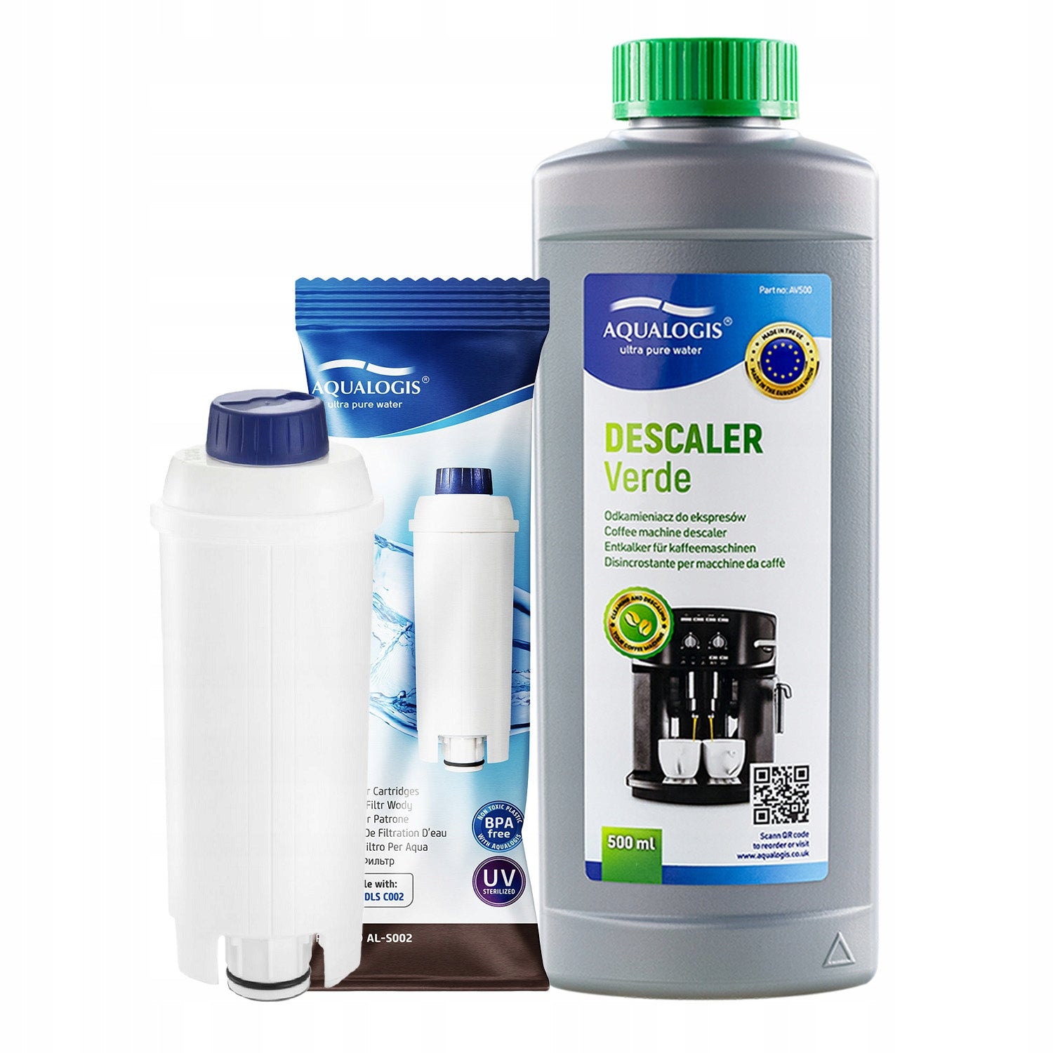 Filter For Delonghi AL-S002 + Descaler Aqualogis Verde 500ml