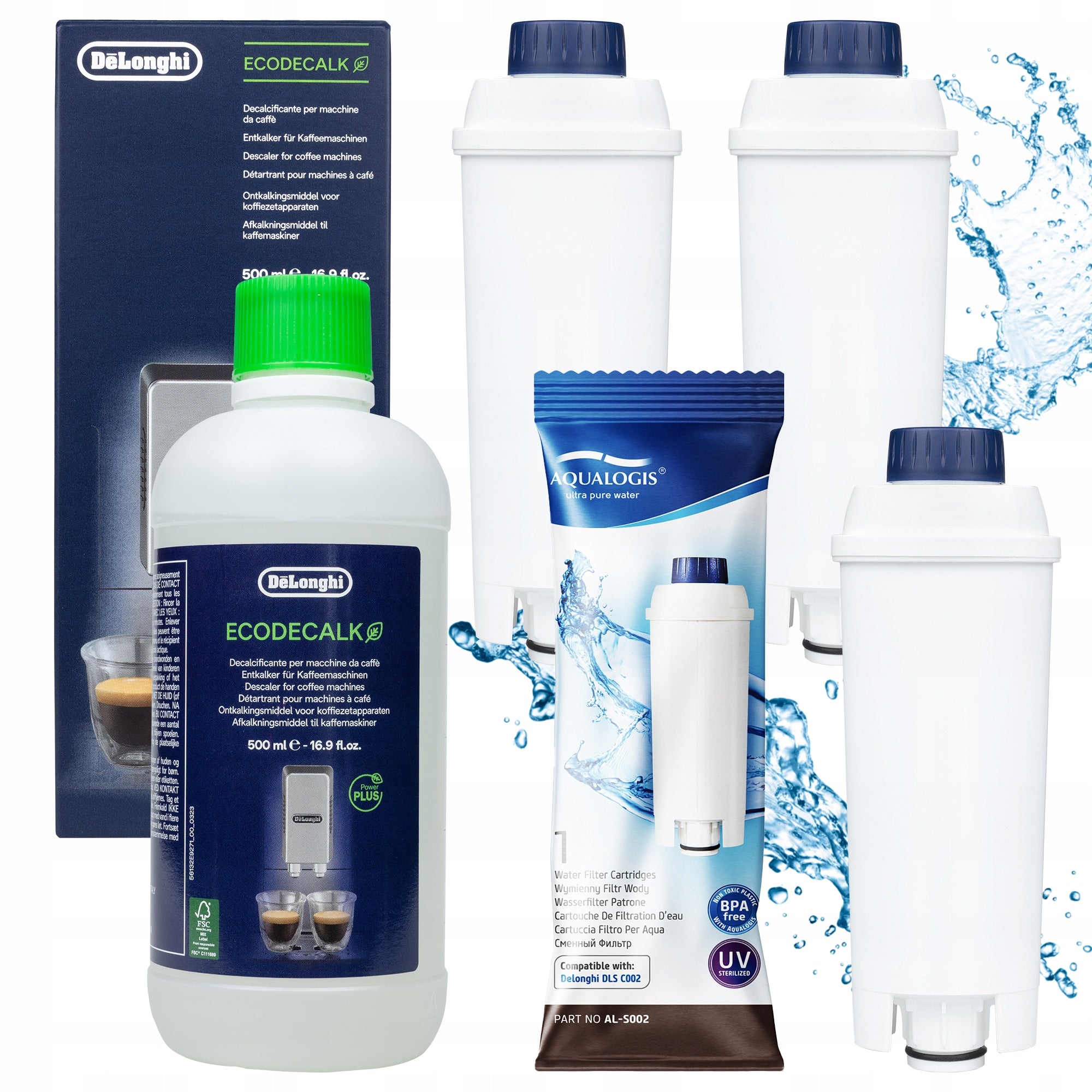 Filter For Delonghi AL-S002 + Descaler EcoDecalk 500ml 3x Filters