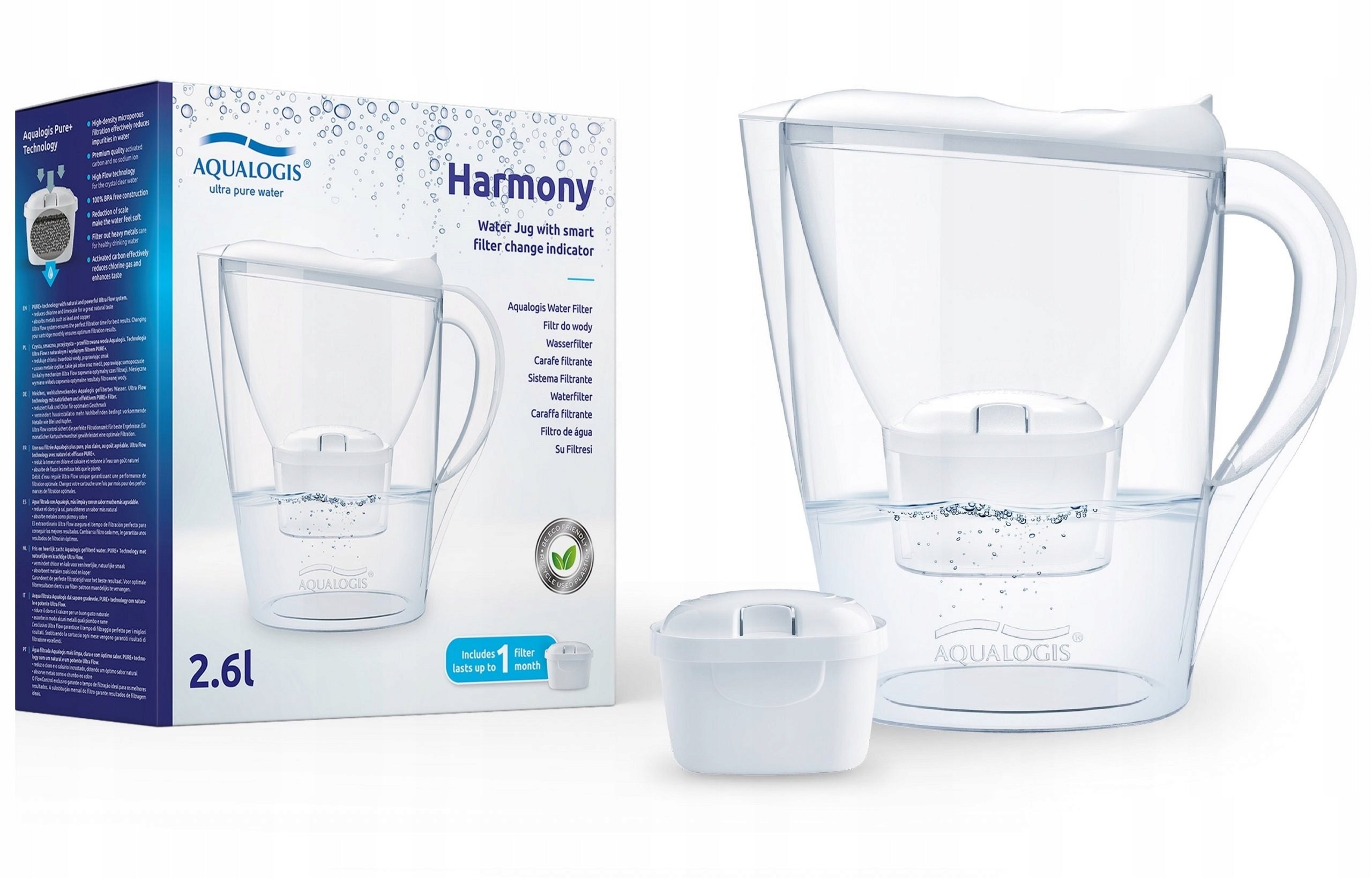 Filter Jug Aqualogis Harmony 2.6 + 6x Pitcher Cartridge Manufacturer code 5055906082785