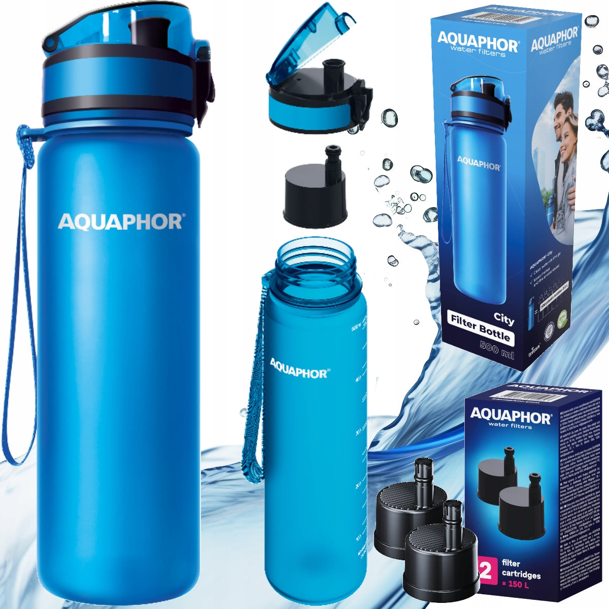 Filter bottle AQUAPHOR CITY 0,5 L + 3 filters