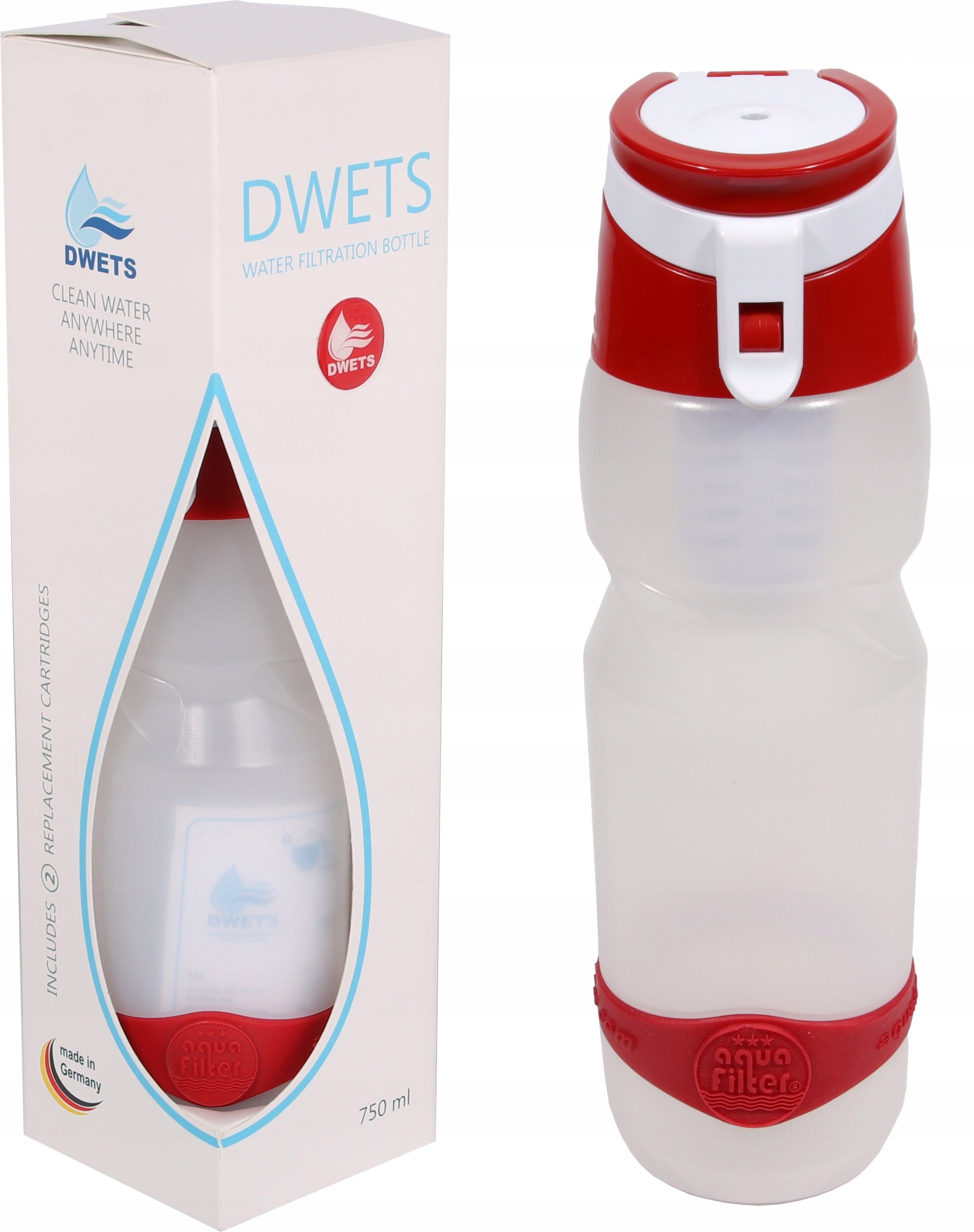 Filter bottle Aquafilter Dwets 0,75 l red