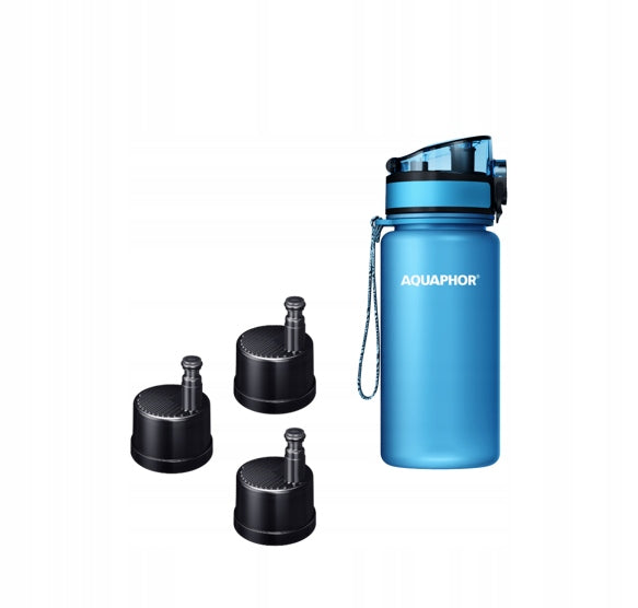 Filter bottle Aquaphor City 0,35 l with 3 filters, blue