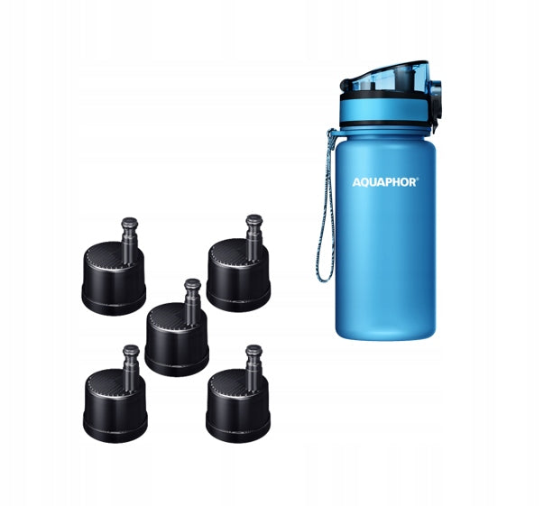 Filter bottle Aquaphor City 0,35 l with 5 filters, blue