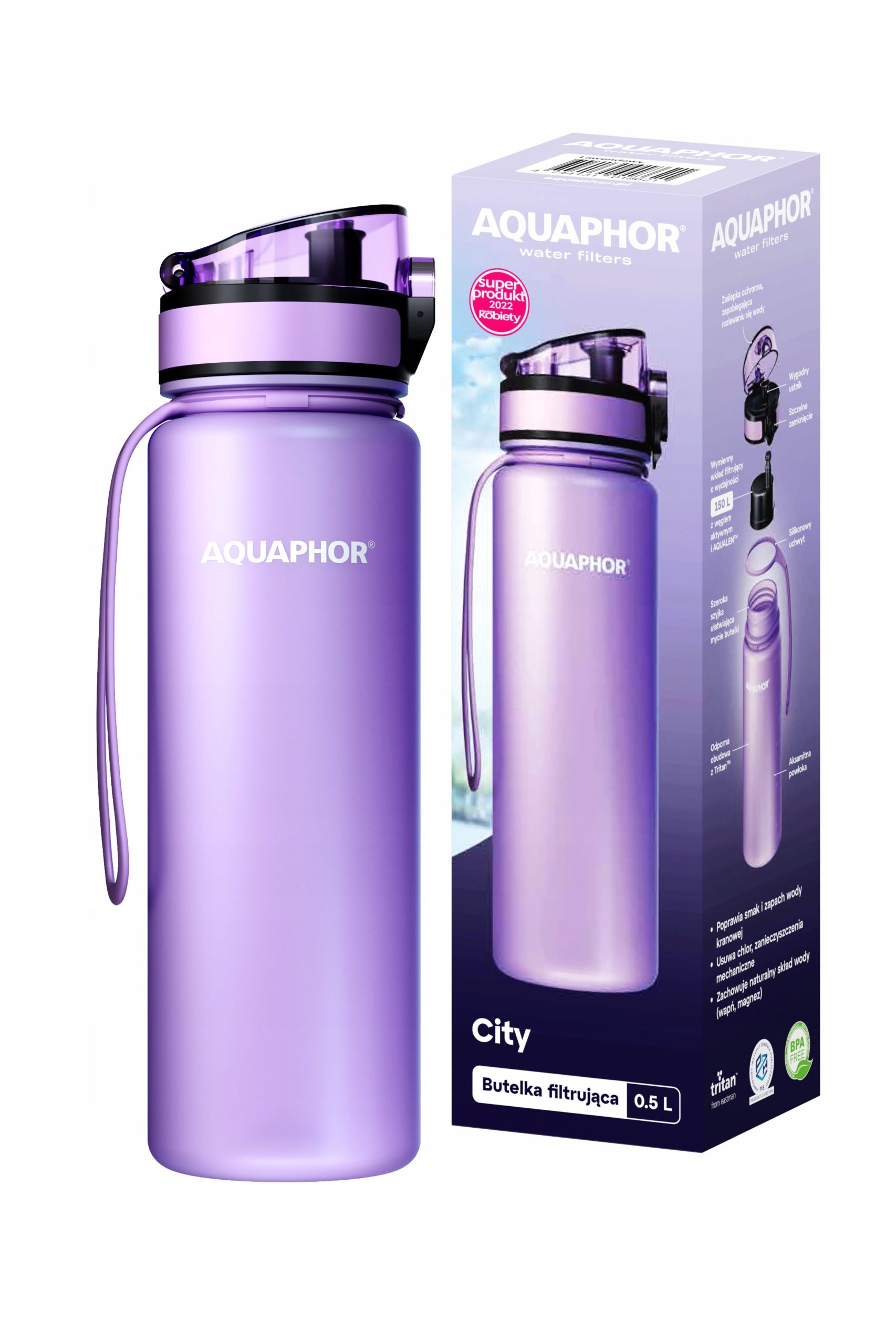 Filter bottle Aquaphor City 0,5 l purple Model City