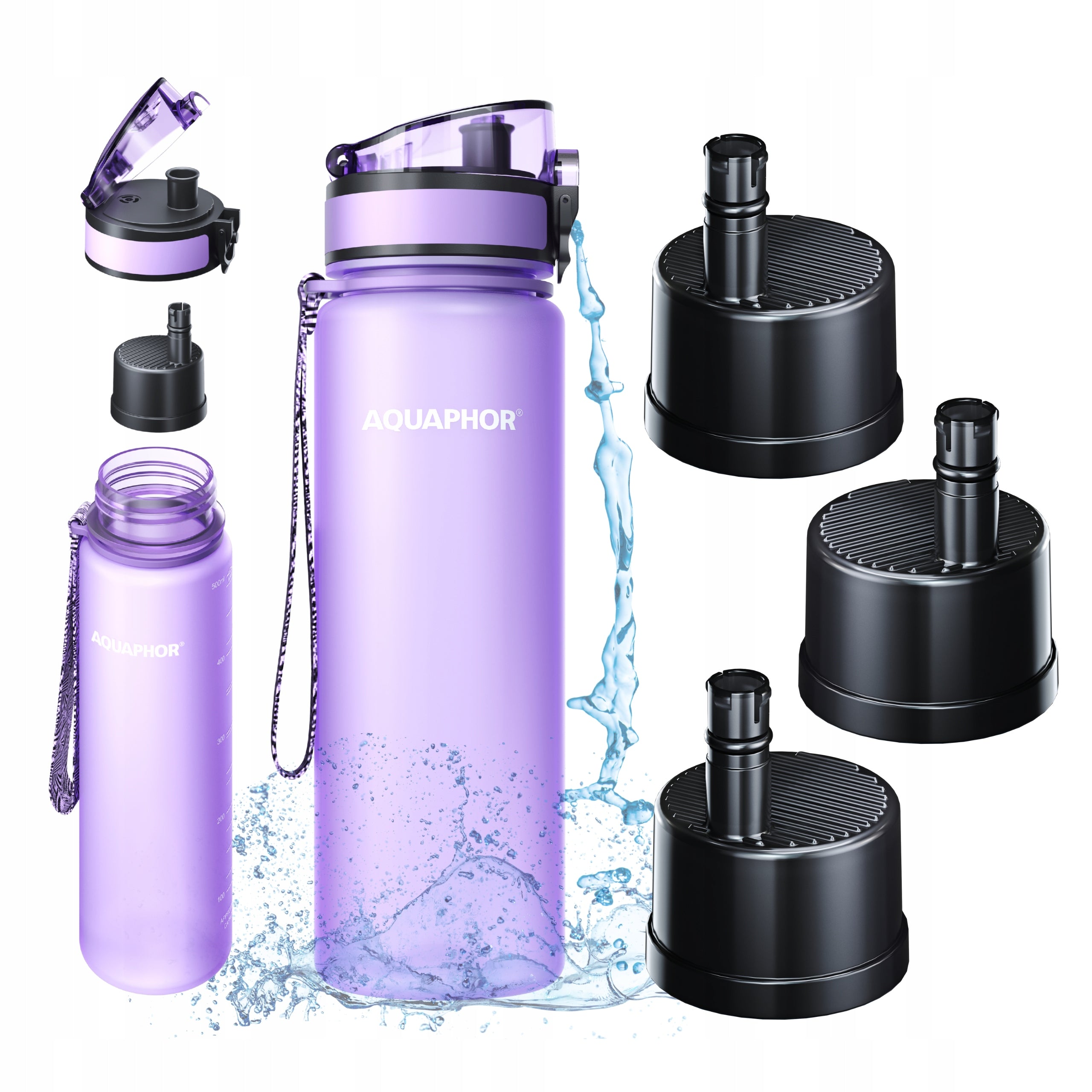 Filter bottle Aquaphor City 0,5L water bottle lavender purple