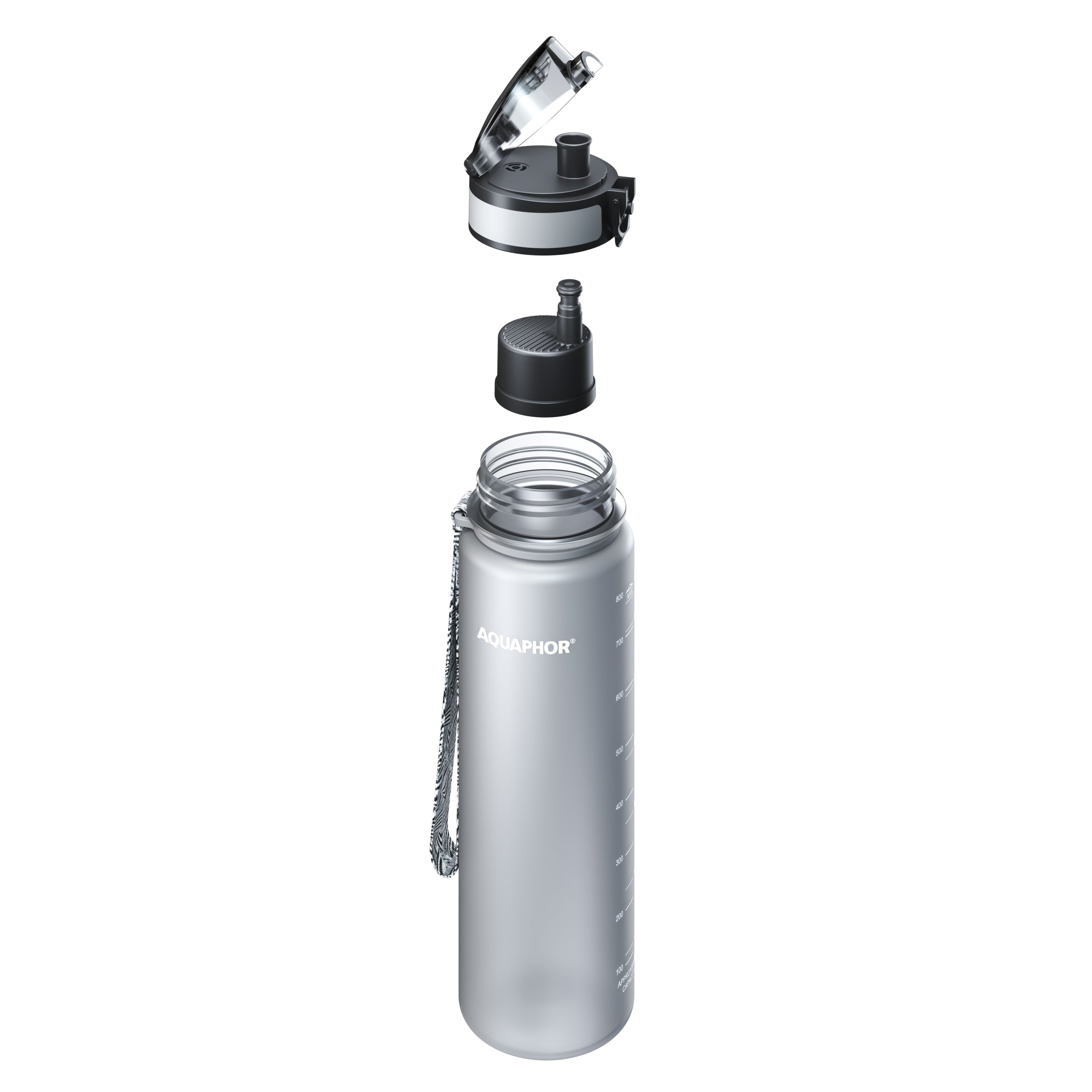 Filter bottle Aquaphor City 0,8 l silver/grey + 3 refills Manufacturer code 121136707