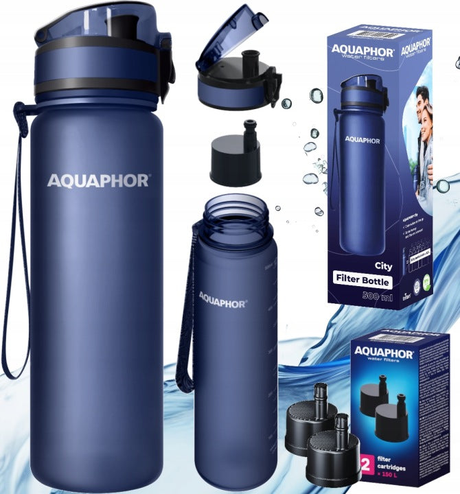 Filter bottle Aquaphor City 500 ml navy blue + 3 refills