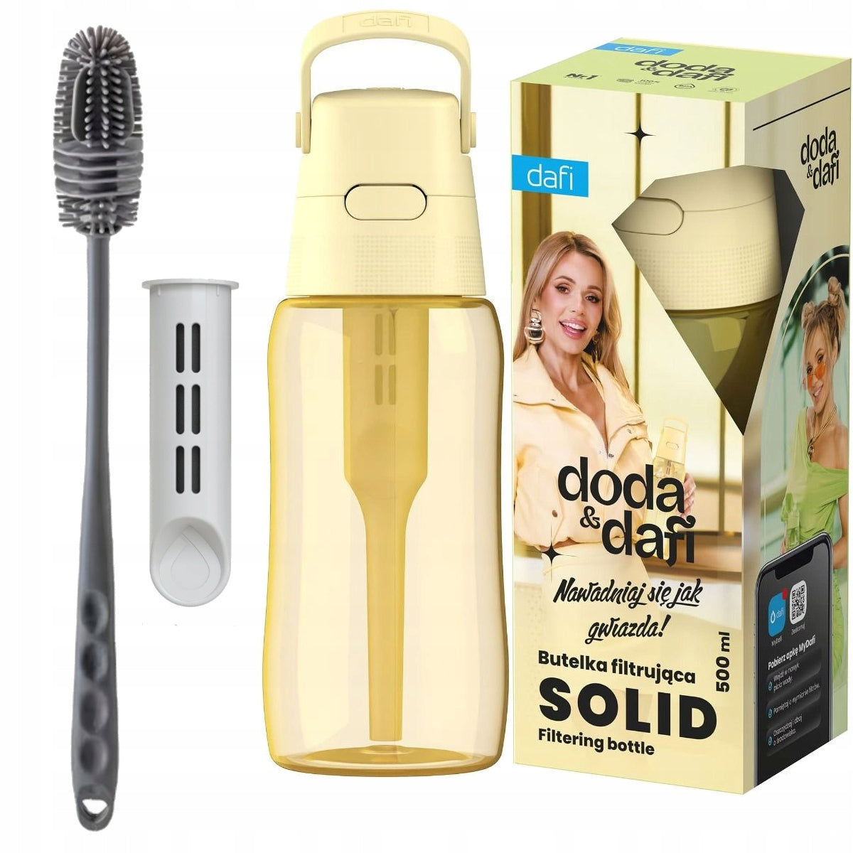 Filter bottle DODA & DAFI Solid 0,5 Yellow yellow + toothbrush