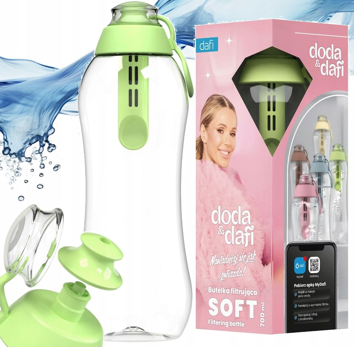 Filter bottle Dafi Doda SOFT 0,7L pistachio bottle + BPA FREE filter