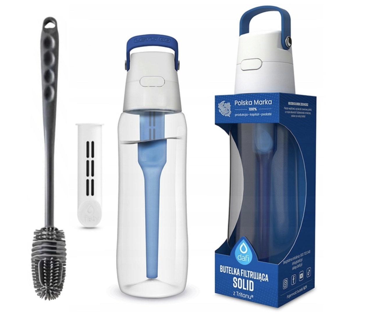 Filter bottle Dafi SOLID 0,7l blue + filter + silicone brush