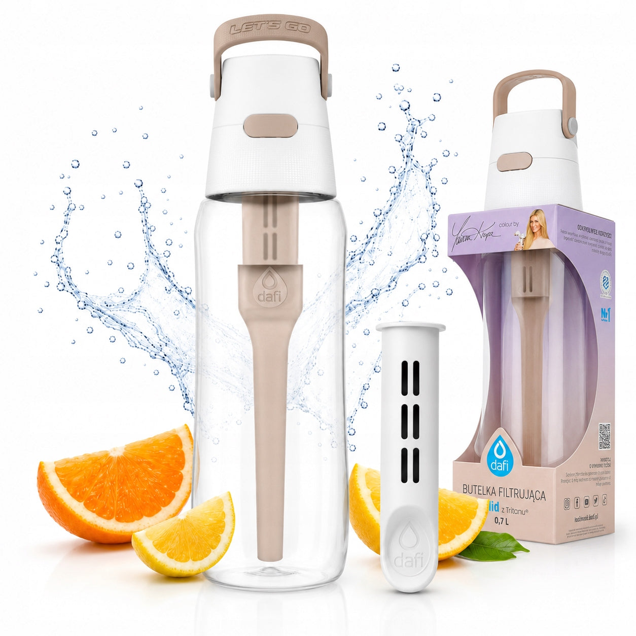 Filter bottle Dafi SOLID 0,7l cappuccino by Joanna Krupa