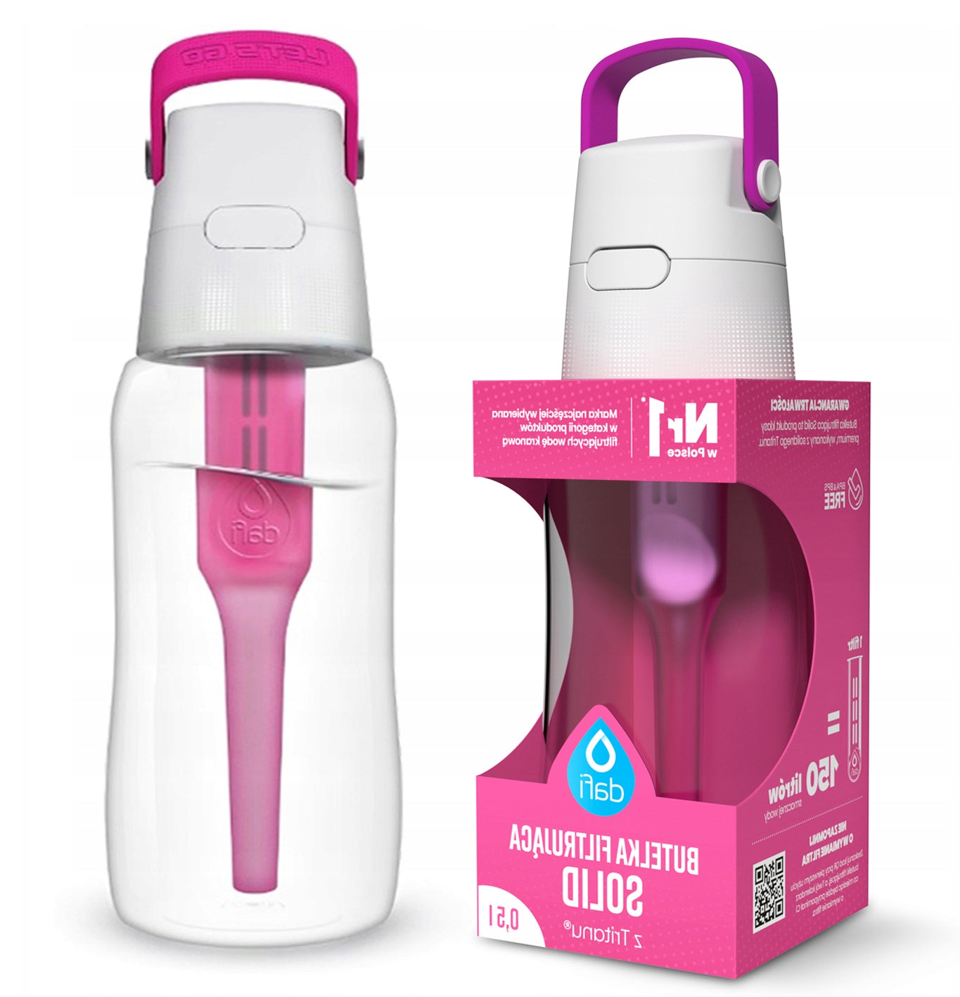 Filter bottle Dafi Solid 0.5 L PINK / FLAMINGO