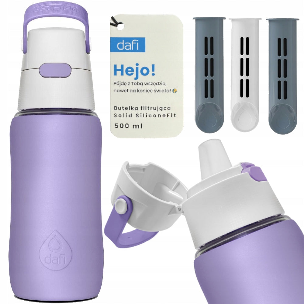 Filter bottle Dafi Solid 0,5 Lawender SiliconeFit +3 filter cartridges
