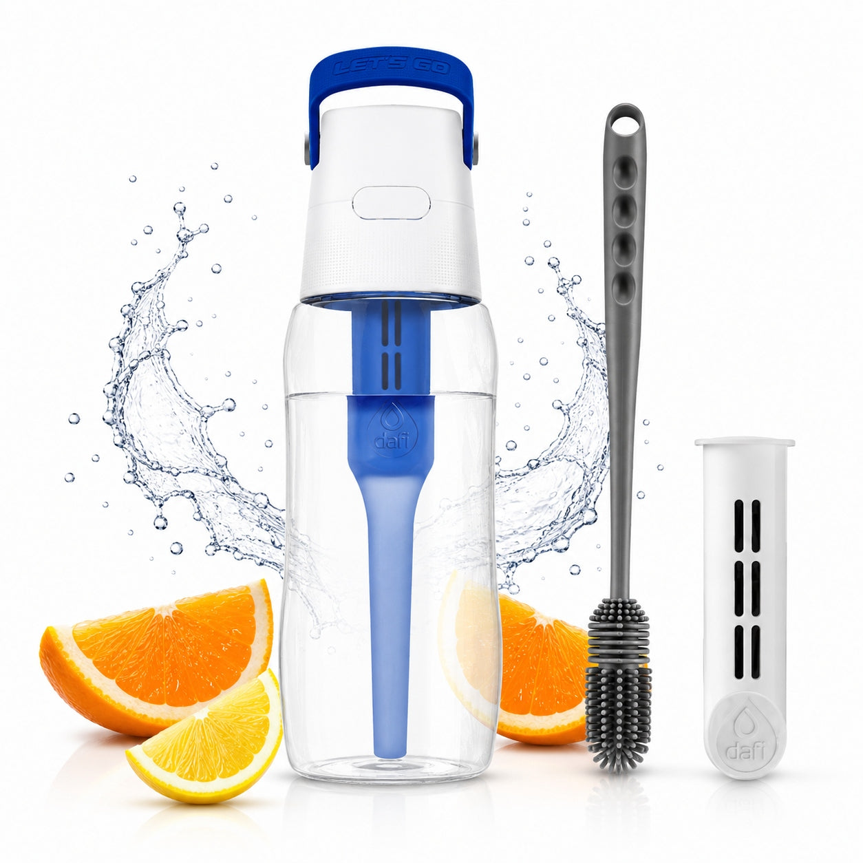Filter bottle Dafi Solid 0,5 blue + silicone toothbrush