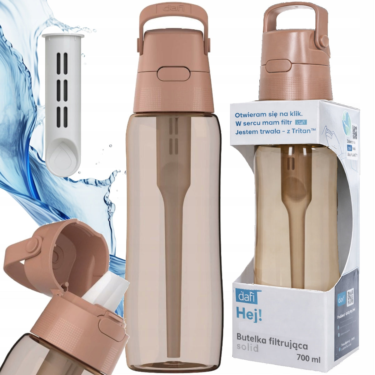 Filter bottle Dafi Solid 0,7 Mocha Mousse coloured Cappuccino