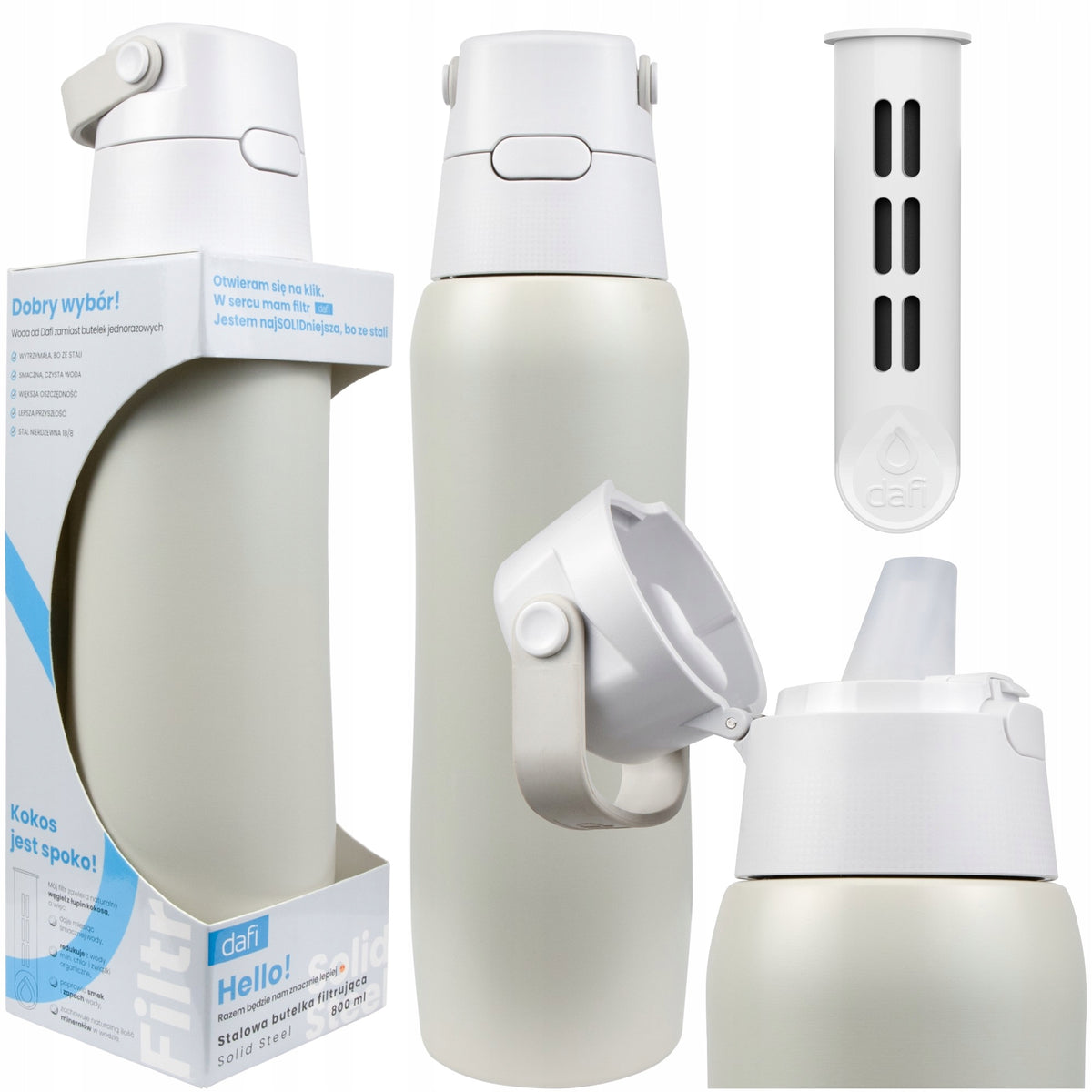 Filter bottle Dafi Solid Steel 0,5 l white