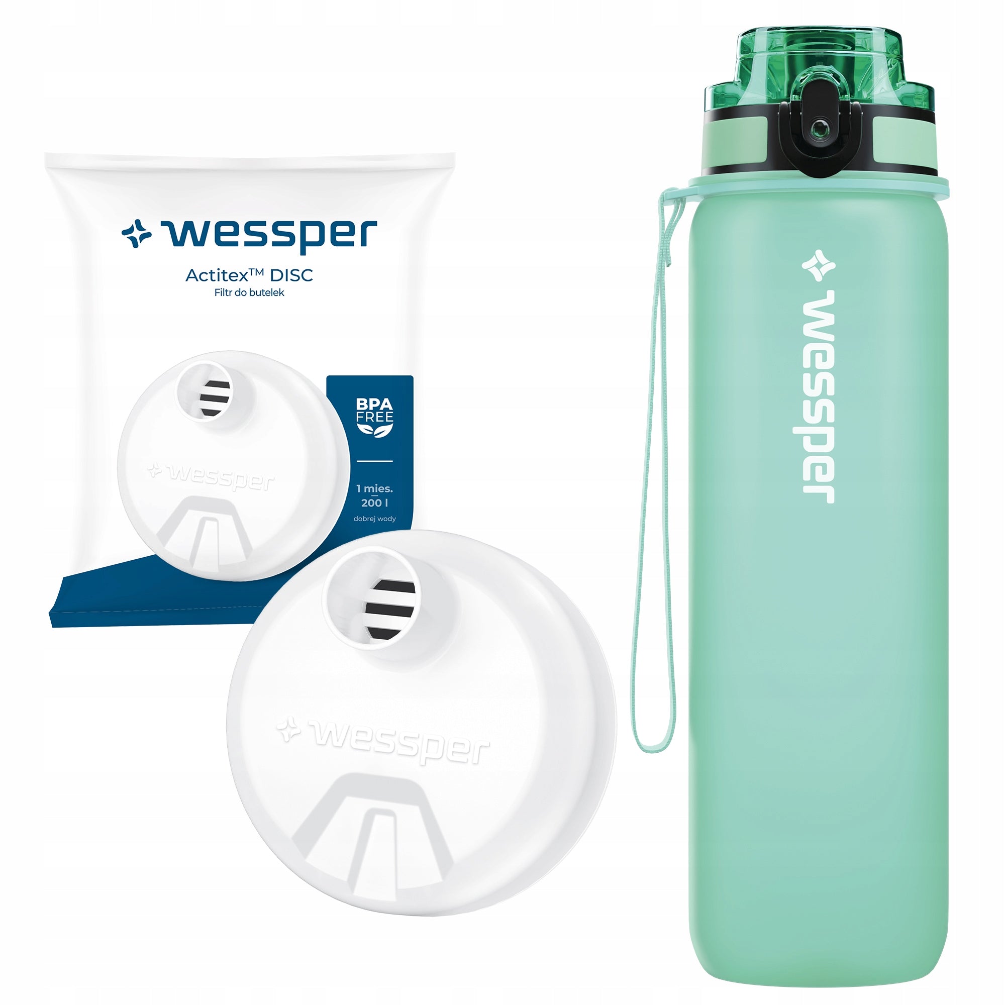 Filter bottle Wessper Actitex Tritan 0,5 l green